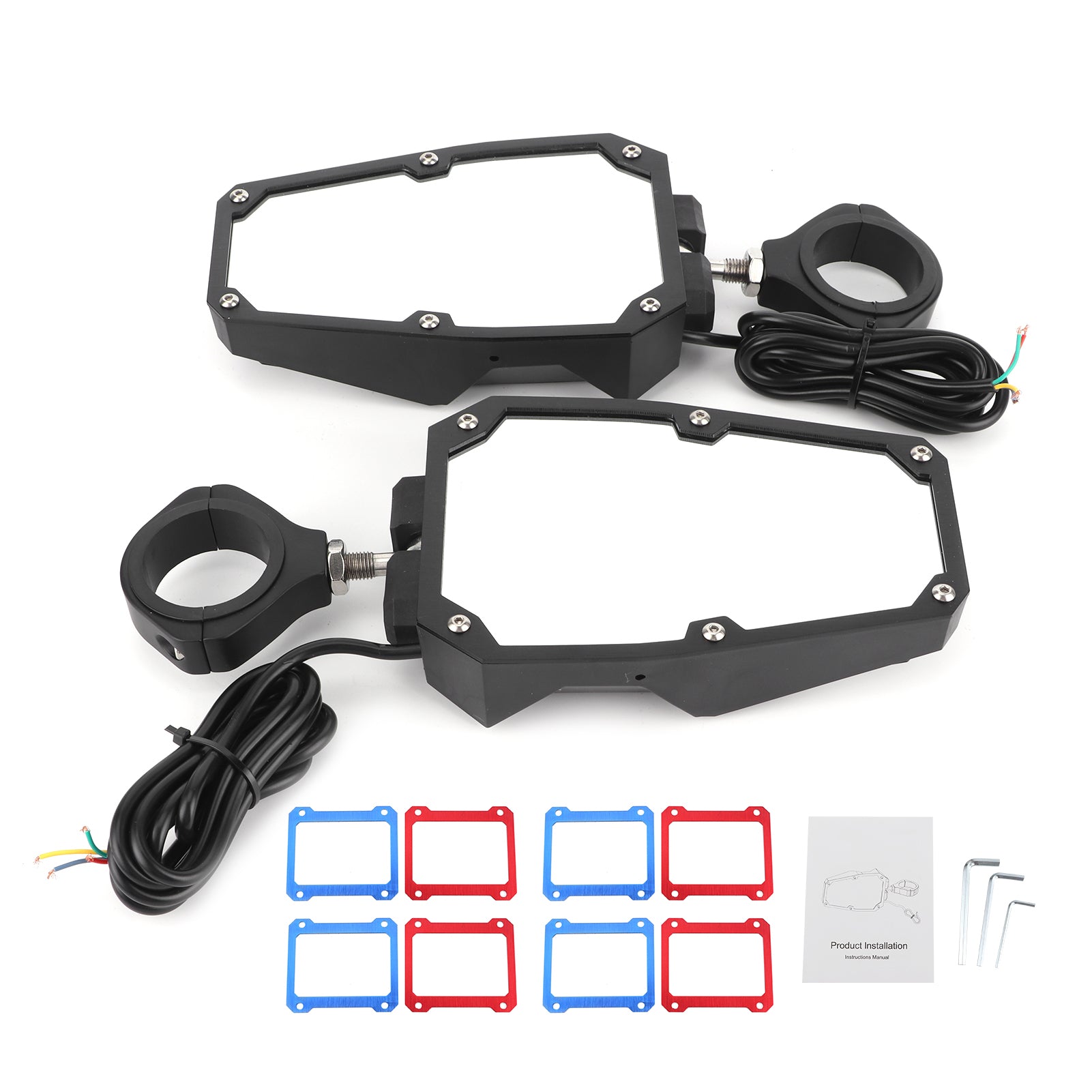 1.75in/2in UTV/ATV Side Rear View Mirror with Light 3‑Color Rear Frame Adjustable