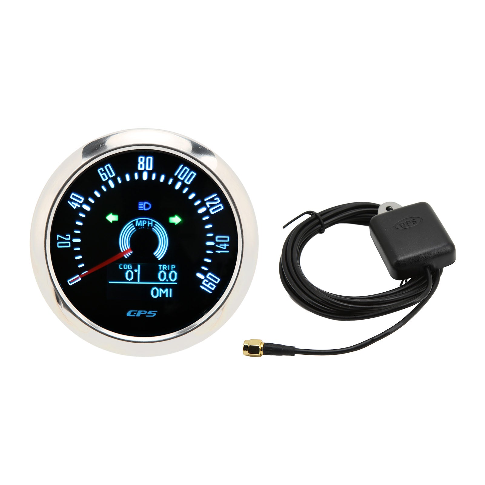 GPS Speedometer 0‑160MPH LCD Screen IP67 Waterproof Colourful Backlit Universal for Cars Boats RVs YachtsBlack
