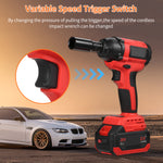 Geevorks Brushless Cordless Impact Wrench 1/2 inch Electric Impact Wrench Brushless Power Impact Wrench Set for Car Tires Max Torque 320 ft-lbs (430N.m) with 3.0A Li-ion Battery 4Pcs Impact Sockets Set & Charger Tool Box