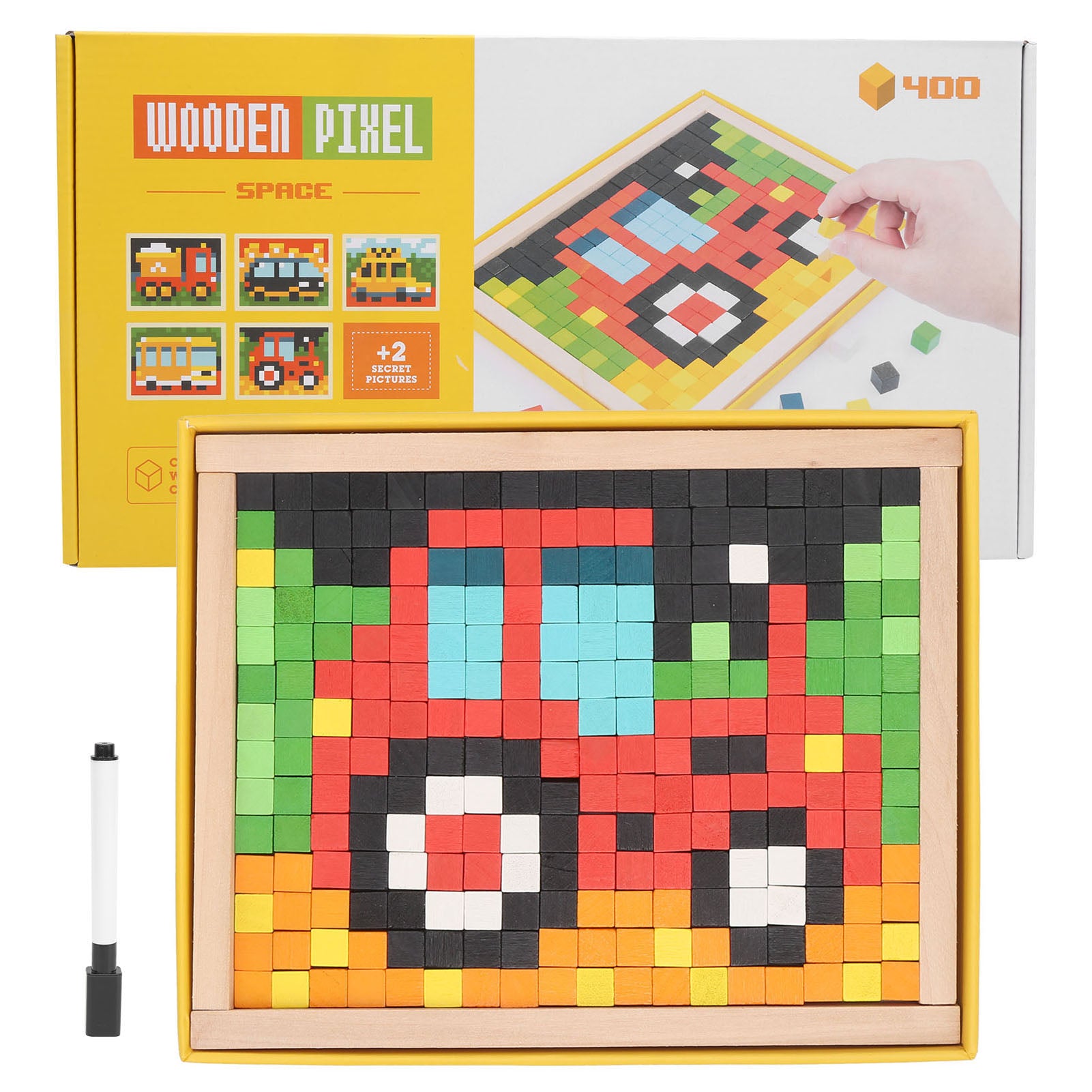 Children Wooden Mosaic Puzzle Game Boy Girl Bright Color Building Block Educational Toy Gift#4