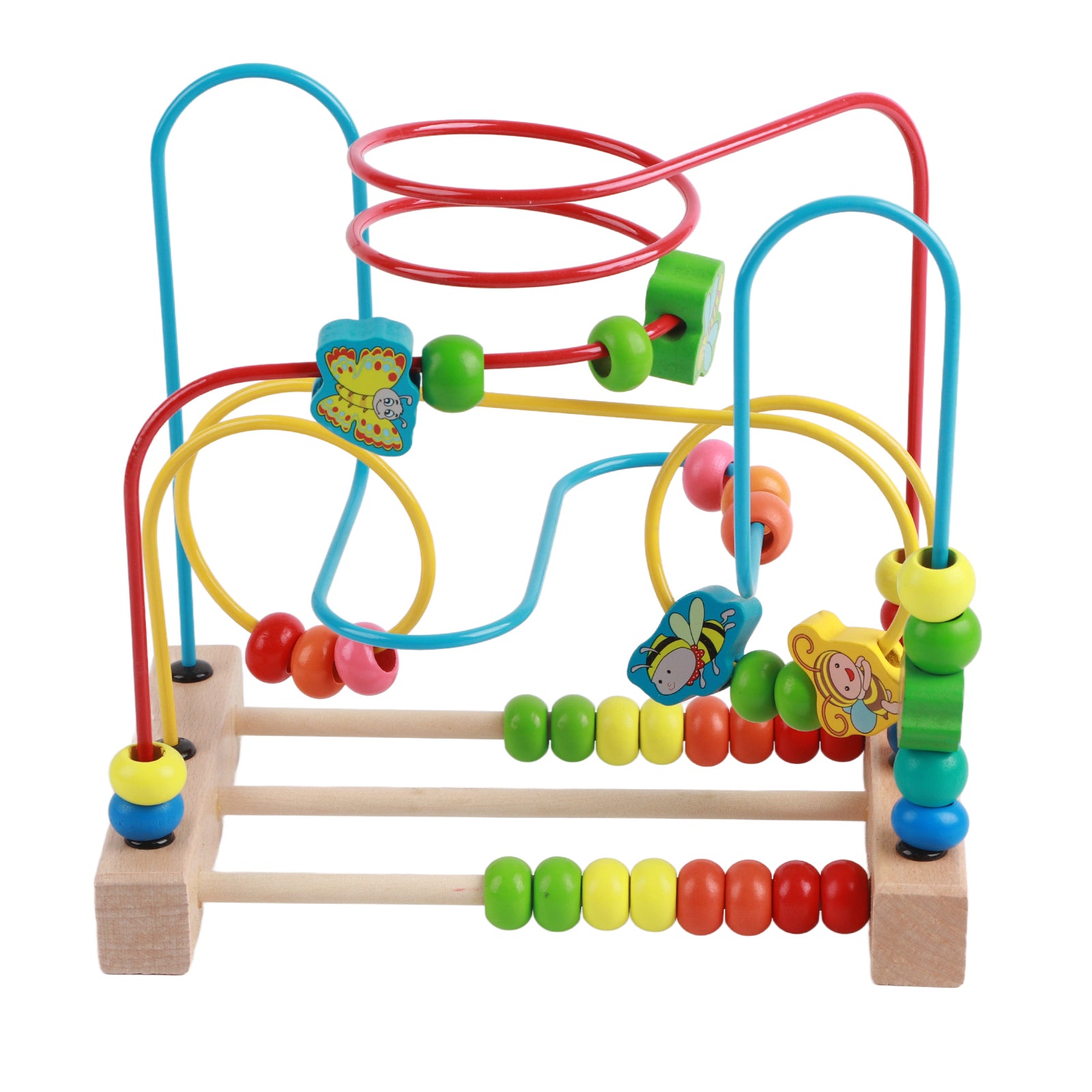 Wooden Bead Maze Game Bright Color Cartoon Early Educational Learning Beads Toy