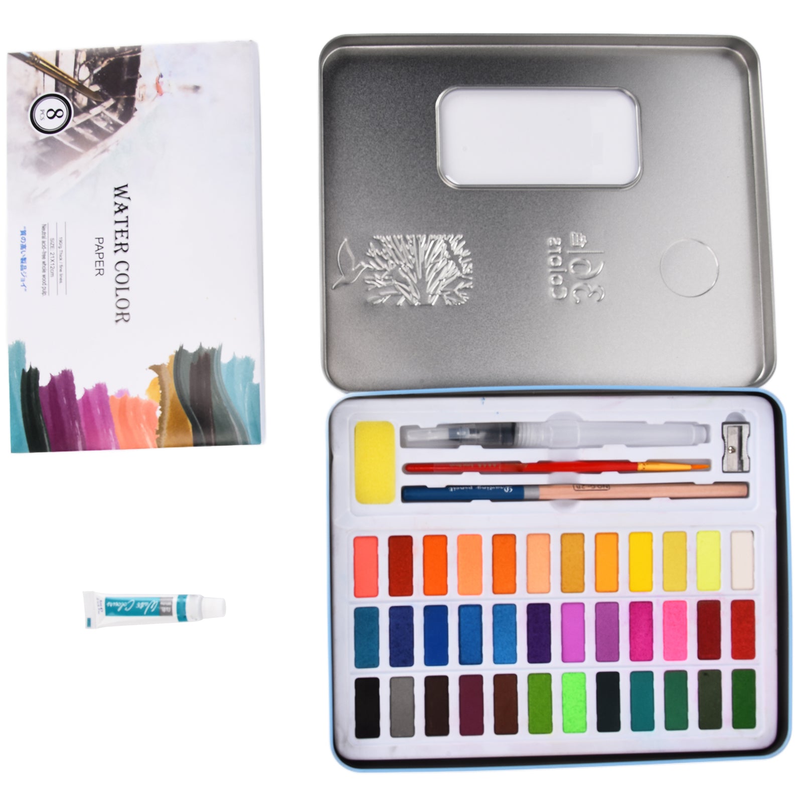 36 Colors Watercolor Paint Set Artistic Drawing Sets Watercolor Brush Pen PigmentsBlue