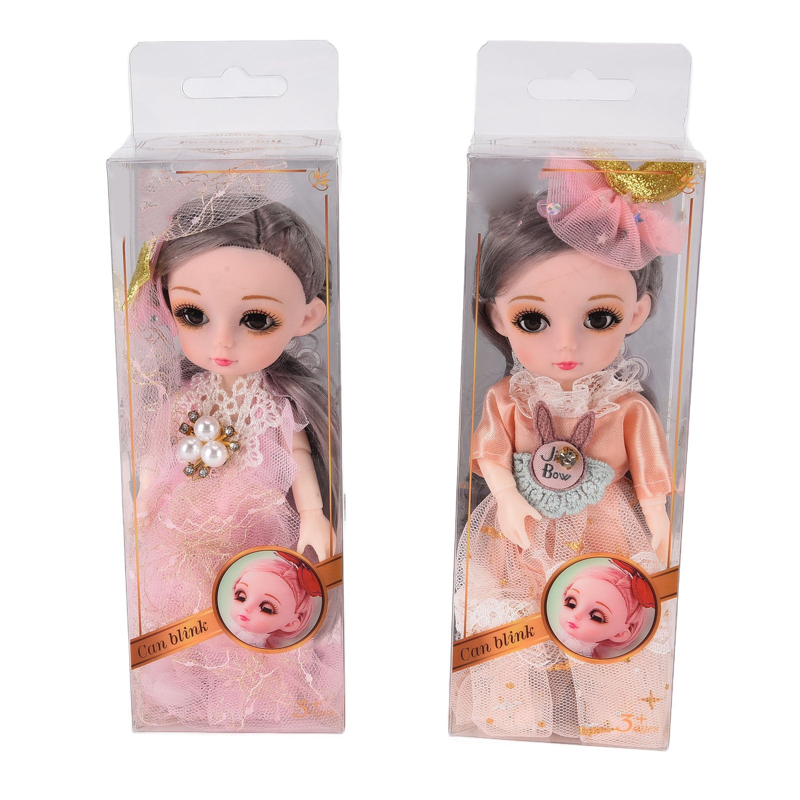 6.7 Inch Beautiful Dolls Lovely Movable Joints Dolls with Long Curly Hair for Girls
