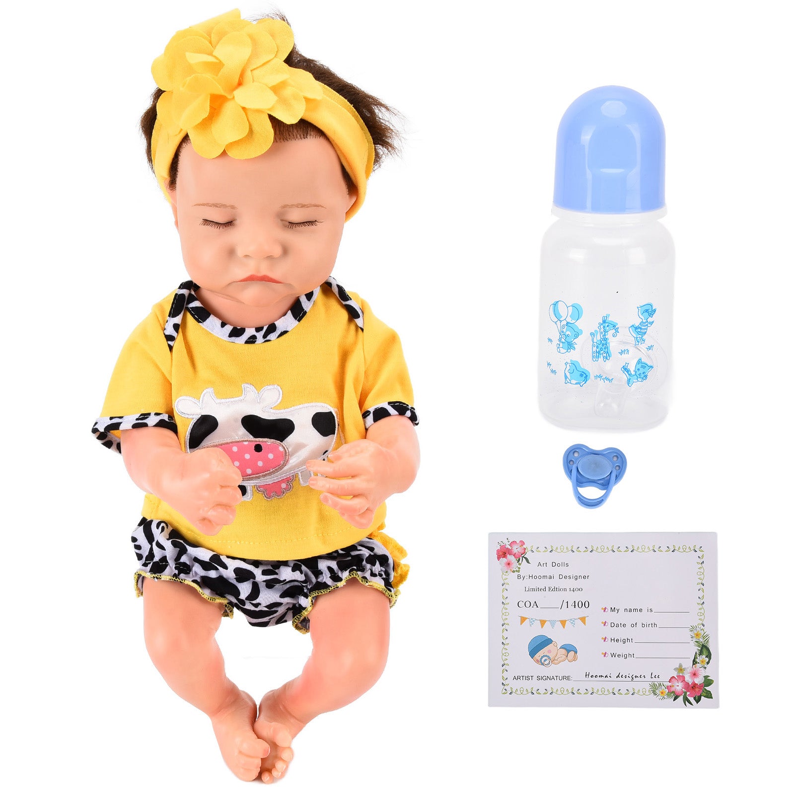 Reborn Infant Doll 18 Inch Lovely Lifelike Newborn Baby Doll with Hair Band Children Toy Gift Collection