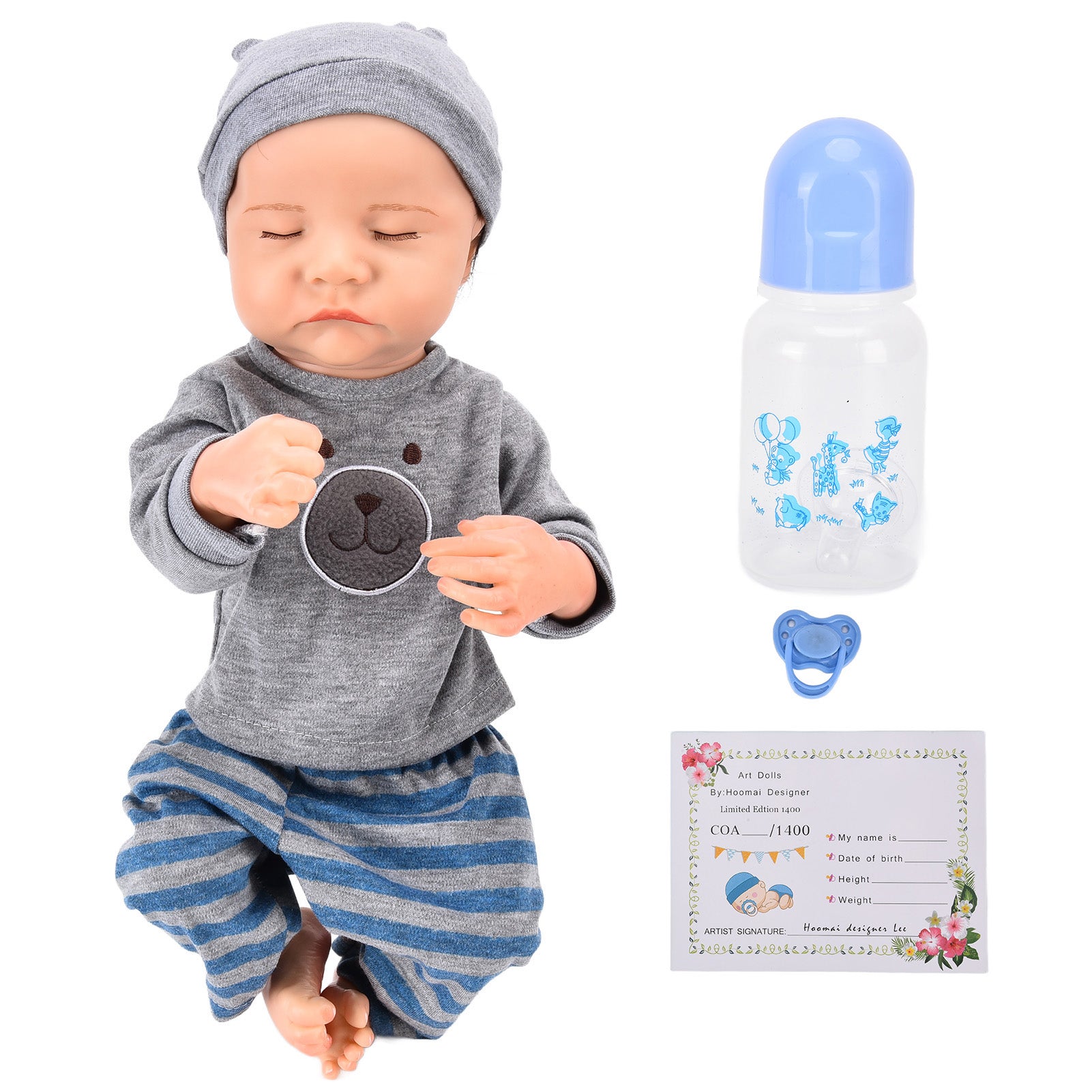Lifelike Newborn Baby Boy Doll Realistic Full Vinly Body Sleeping Baby Doll with Clothes for Kids 18 Inches