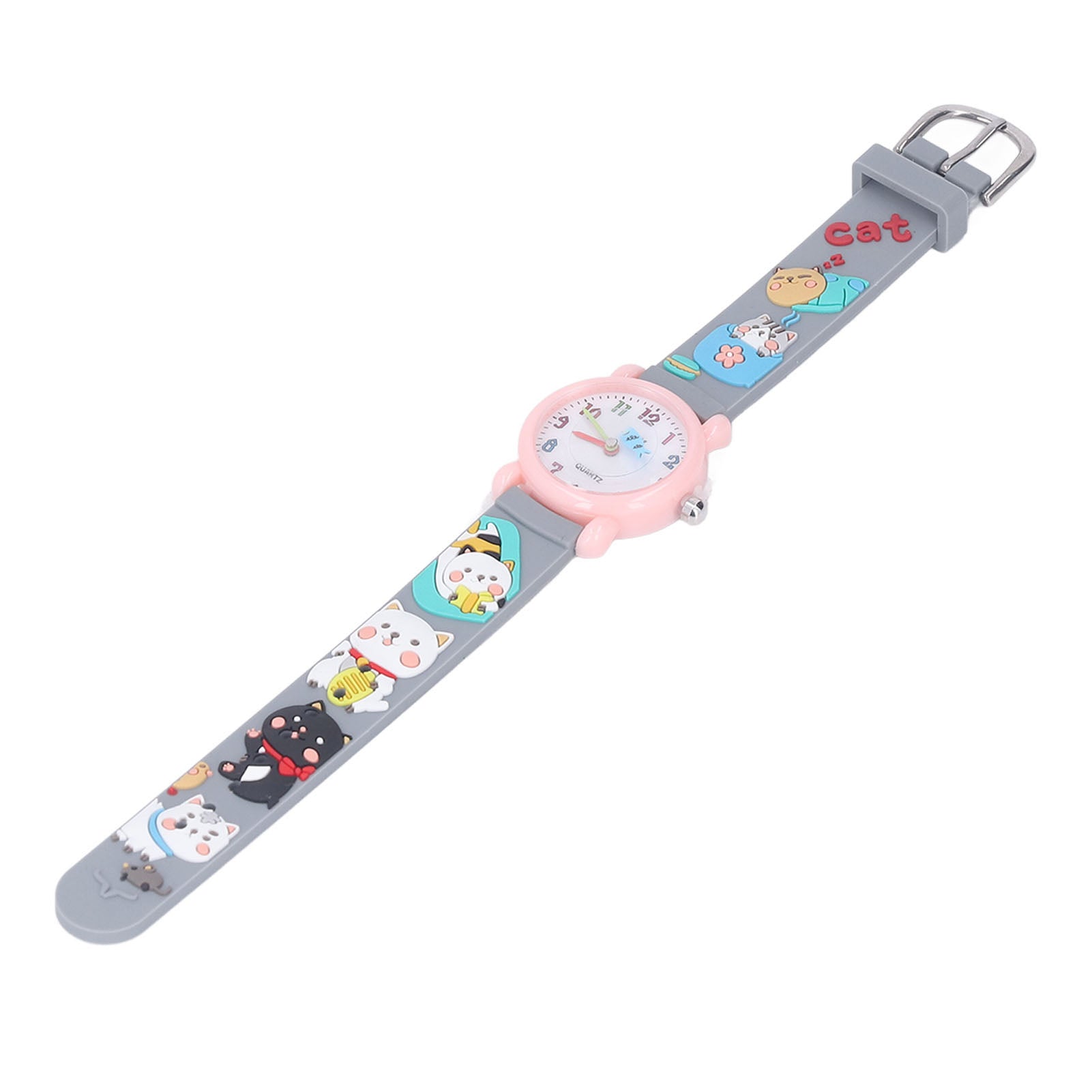 Kids Watch 3D Cartoon Style Super Cute Life Waterproof Clear Scale Rich Colors Girl Watch for Boys Girls Kids Grey