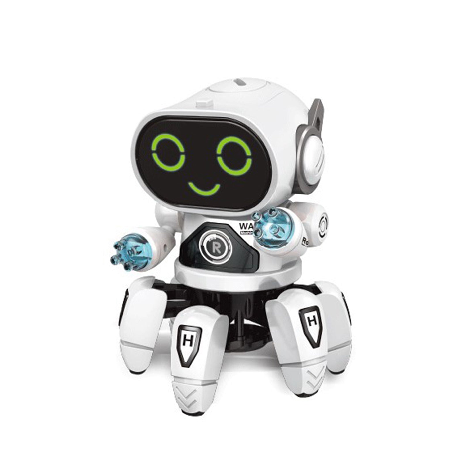Robot Toy Six Claws Plastic Intelligent Dancing Singing Light Electric Robot Toy for Boys White