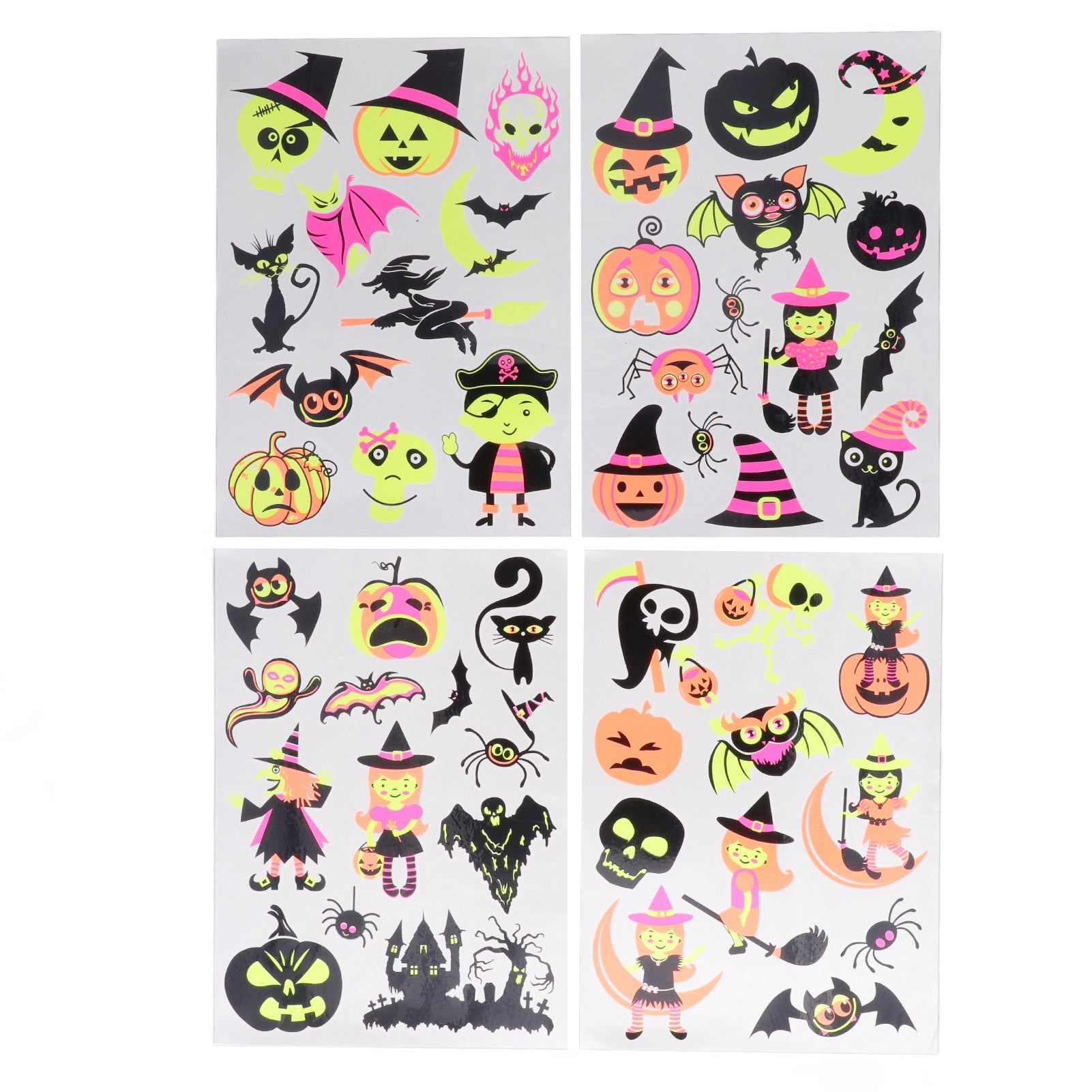 4Pcs Glow in The Dark Tattoos Halloween Style Easy Removal Bright Colors Halloween Tattoos for Dane Party Club