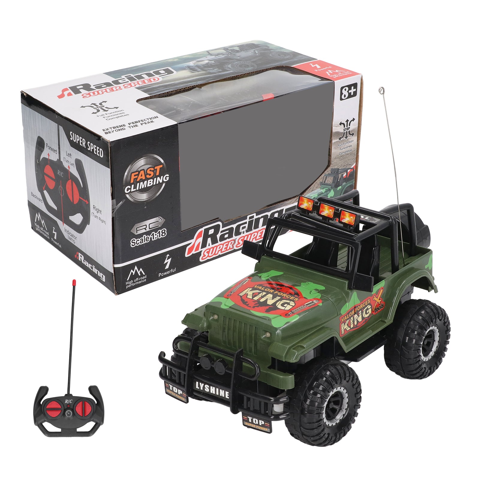 1/18 RC Off Road Car 4 Wheel Drive 360 Degree Rotation High Speed RC Off Road Truck Vehicle with Remote Control Green