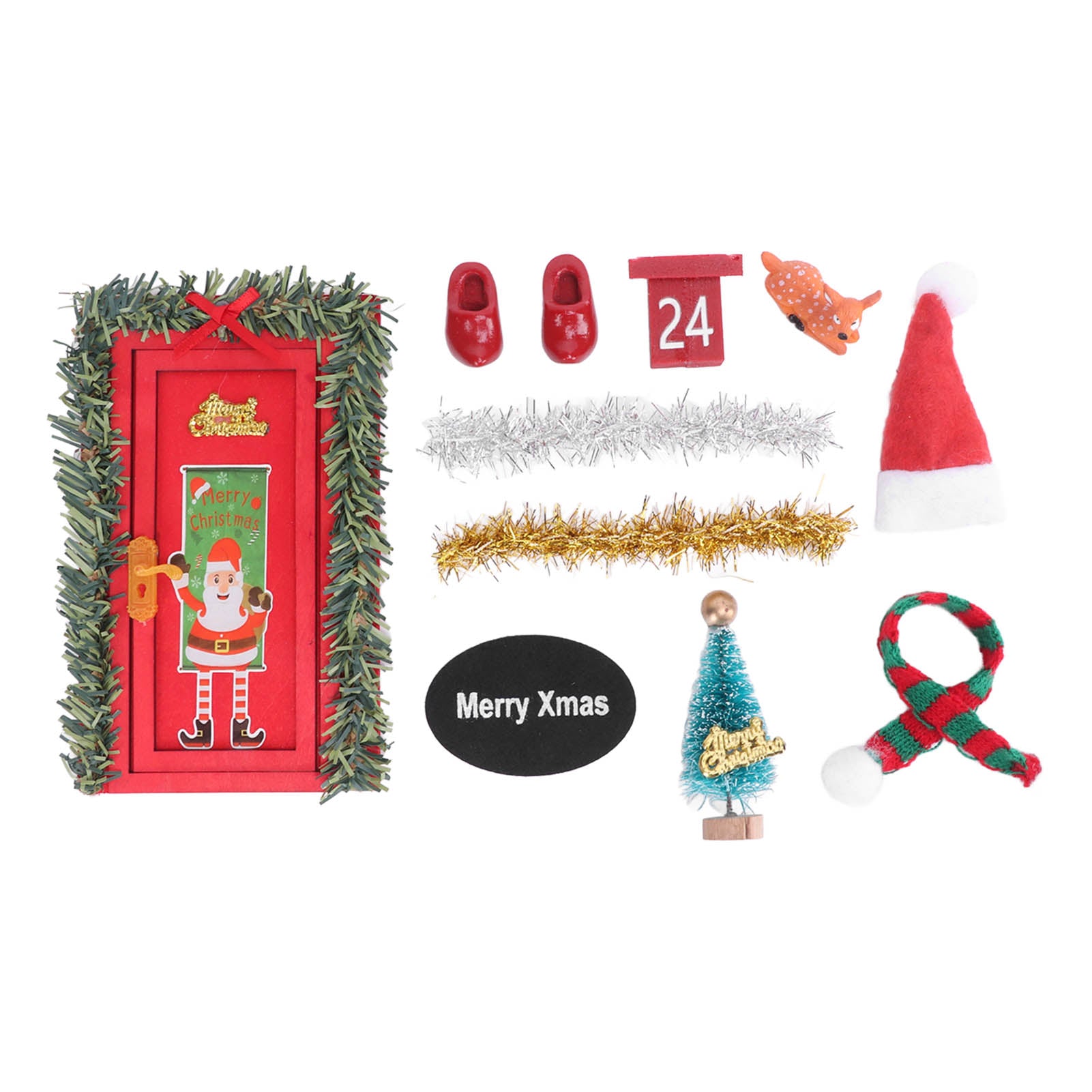 Dollhouse Christmas Decoration Set DIY Holiday Scene Model Toys for 1/12 1/6 Scale Doll House