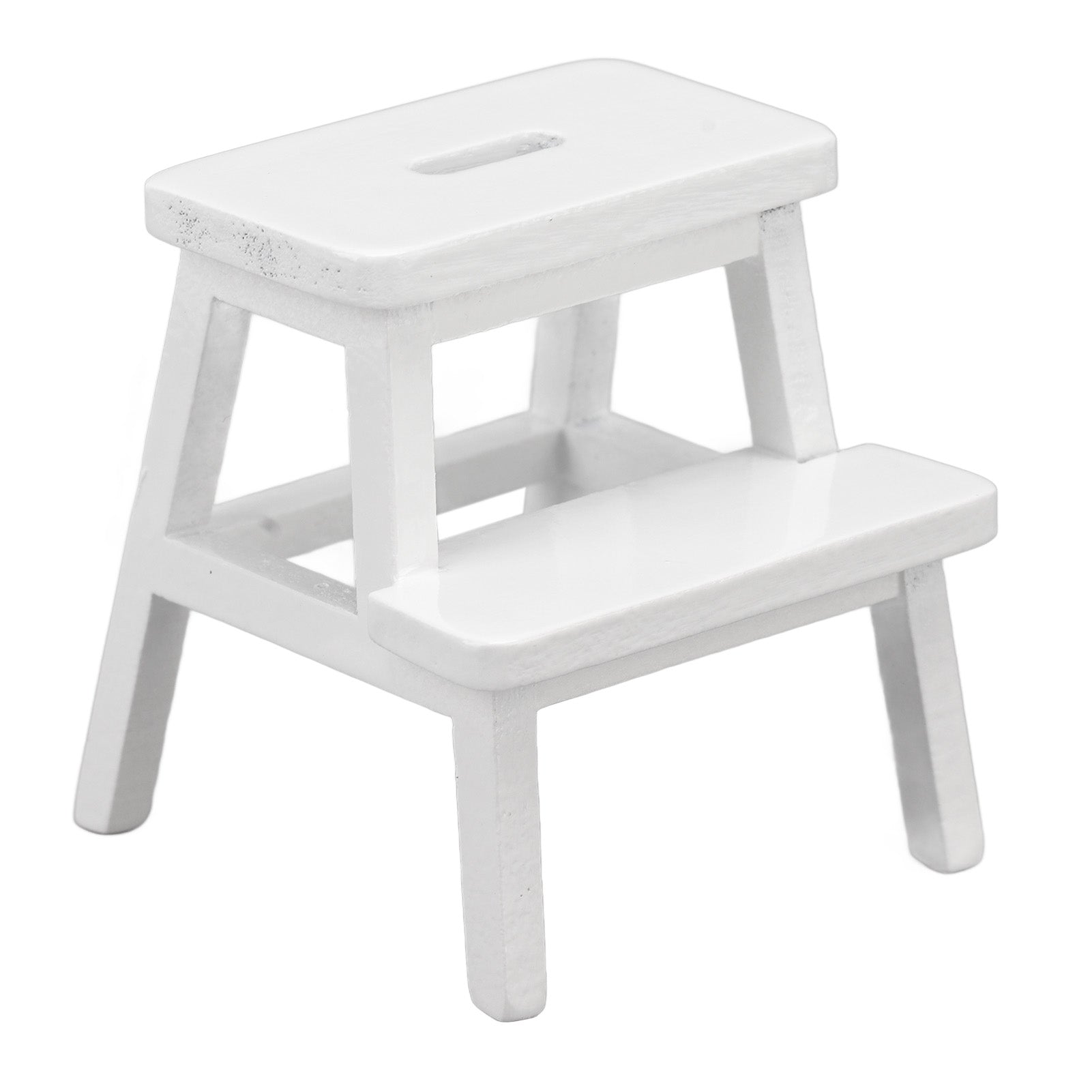 1/12 Dollhouse Stool Vivid 4 Chair Leg 2 Steps Lightweight Rectangle Shape Mini Dollhouse Furniture Stool White