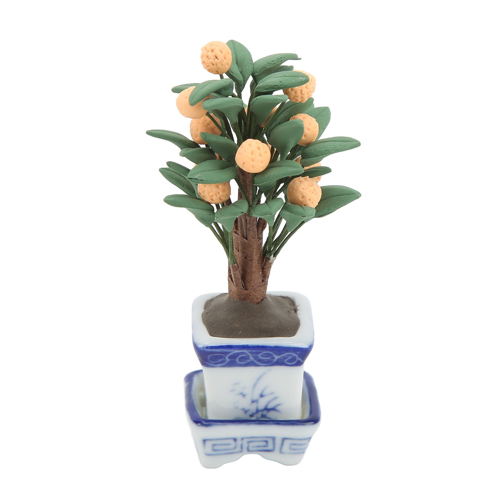 1/12 Dollhouse Potted Orange Tree Vivid Dollhouse Miniature Potted Leafed Plant for Dollhouse Decoration Photo Prop
