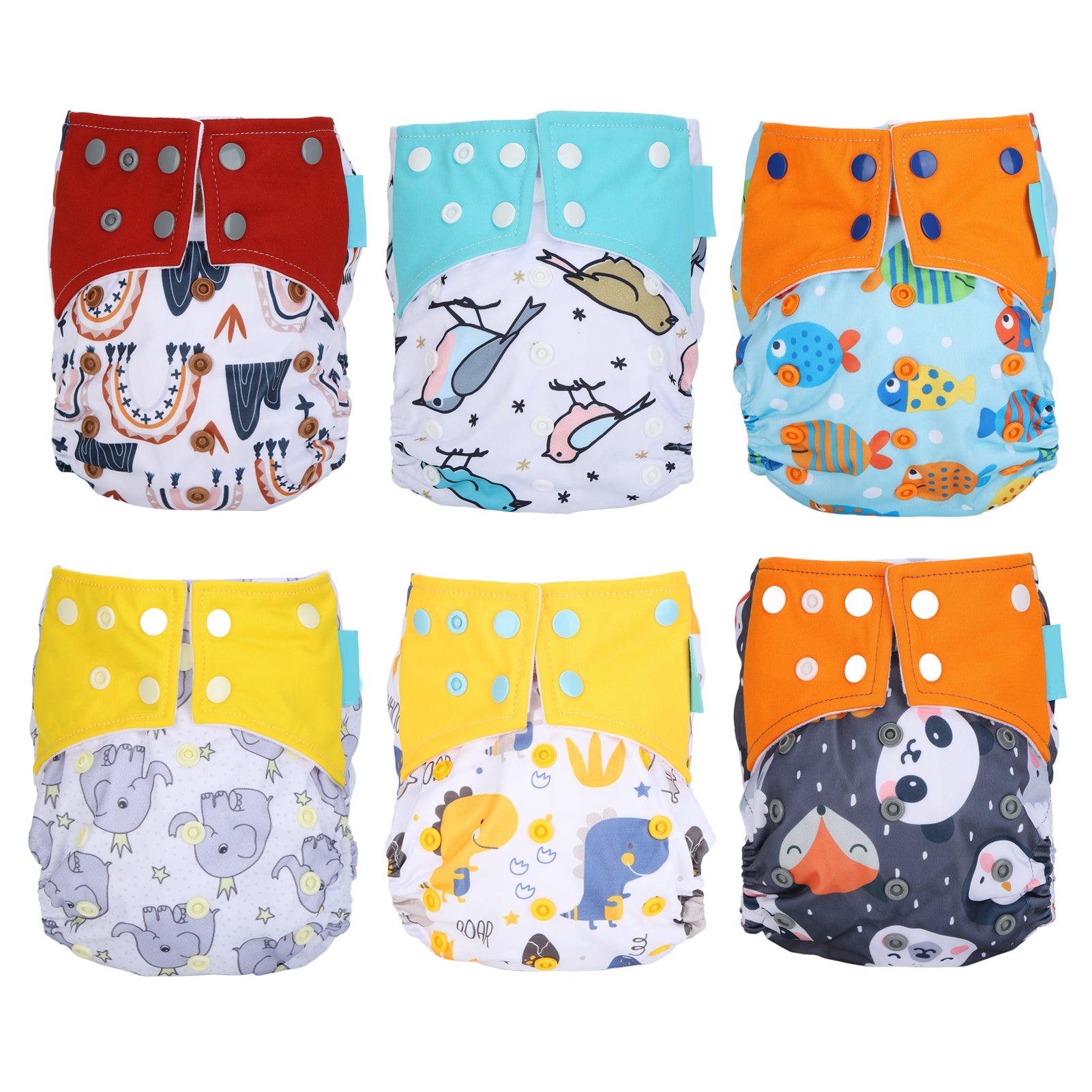6PCS Baby Cloth Pocket Diaper Washable Reusable Breathable Baby Nappy for 0‑2 Years Toddler