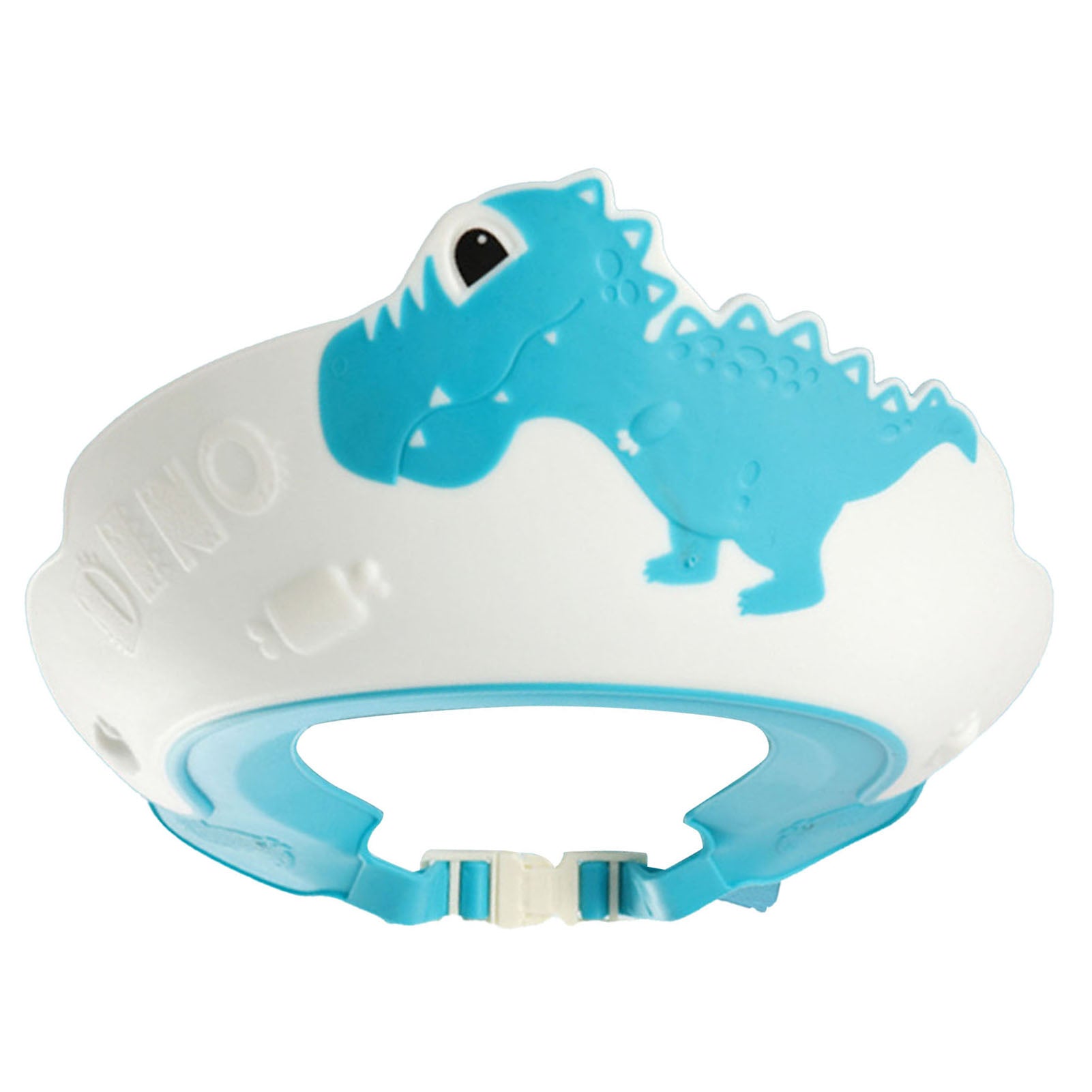 Cartoon Dinosaur Baby Shower Hat Ear Eyes Protection Soft Comfortable Elastic Toddler Bath Cap Blue