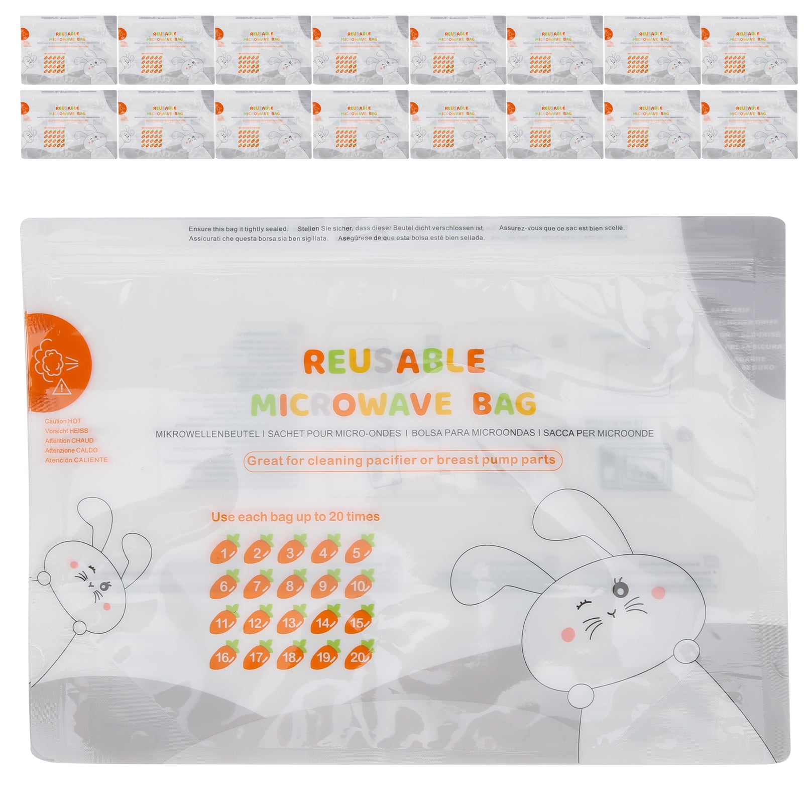 16pcs Bimirth Baby Bottle Cleaning Bag Breast Pump Teether Microwave Oven Cleaning PouchWhite