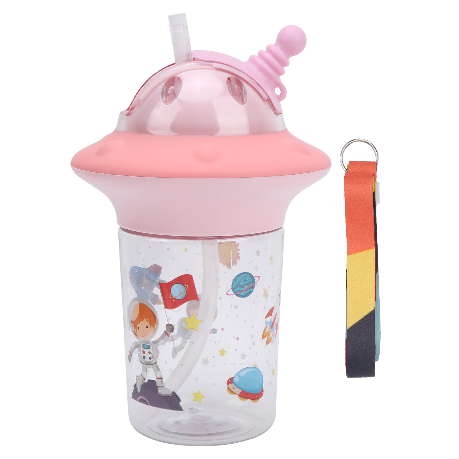 450ml Water Bottle with Straw Lanyard BPA Free Baby Children Infant Water BottlePink