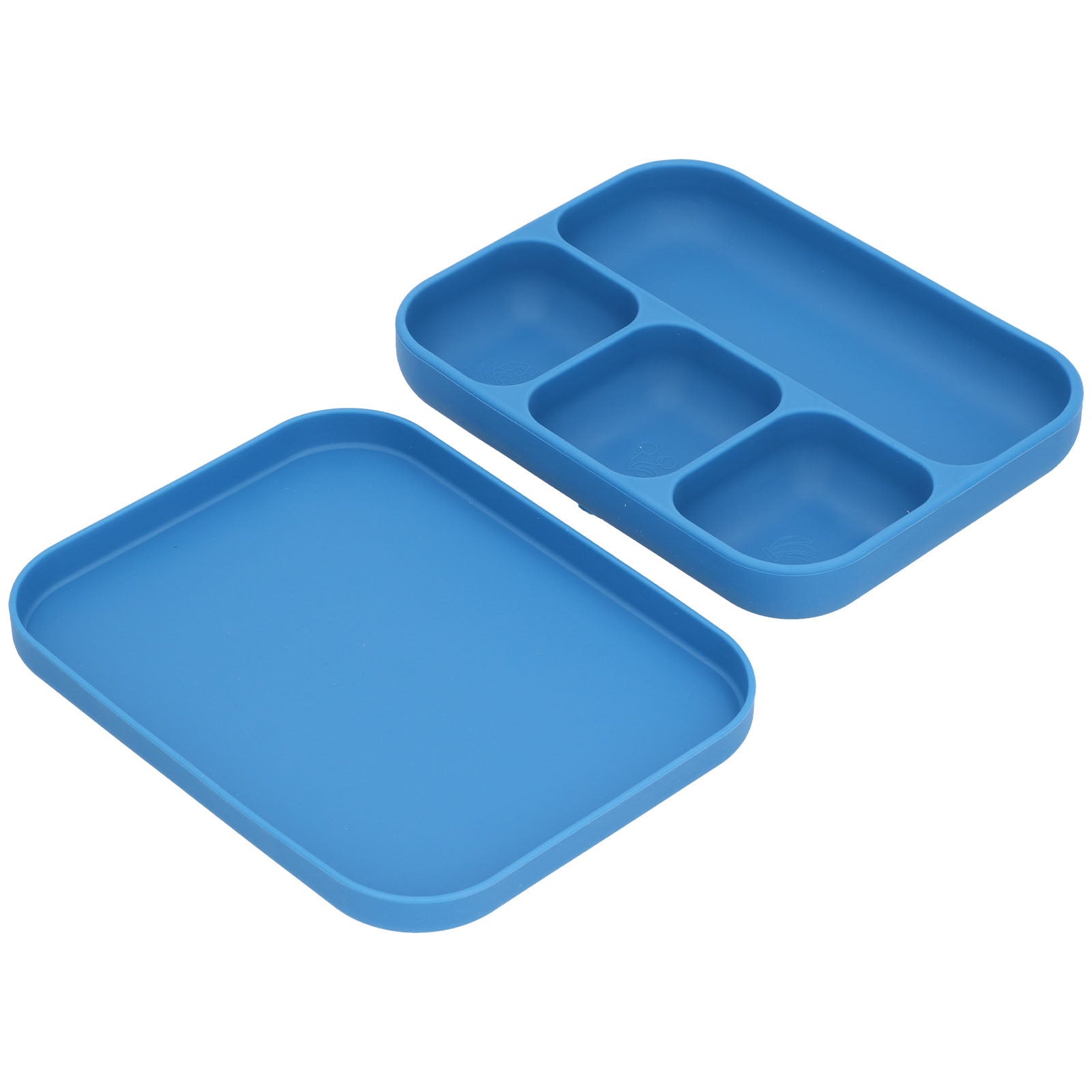 Baby Silicone Divided Food Plate with Lid Drop Resistant Suction Lunch Food Tray for KidsBlue