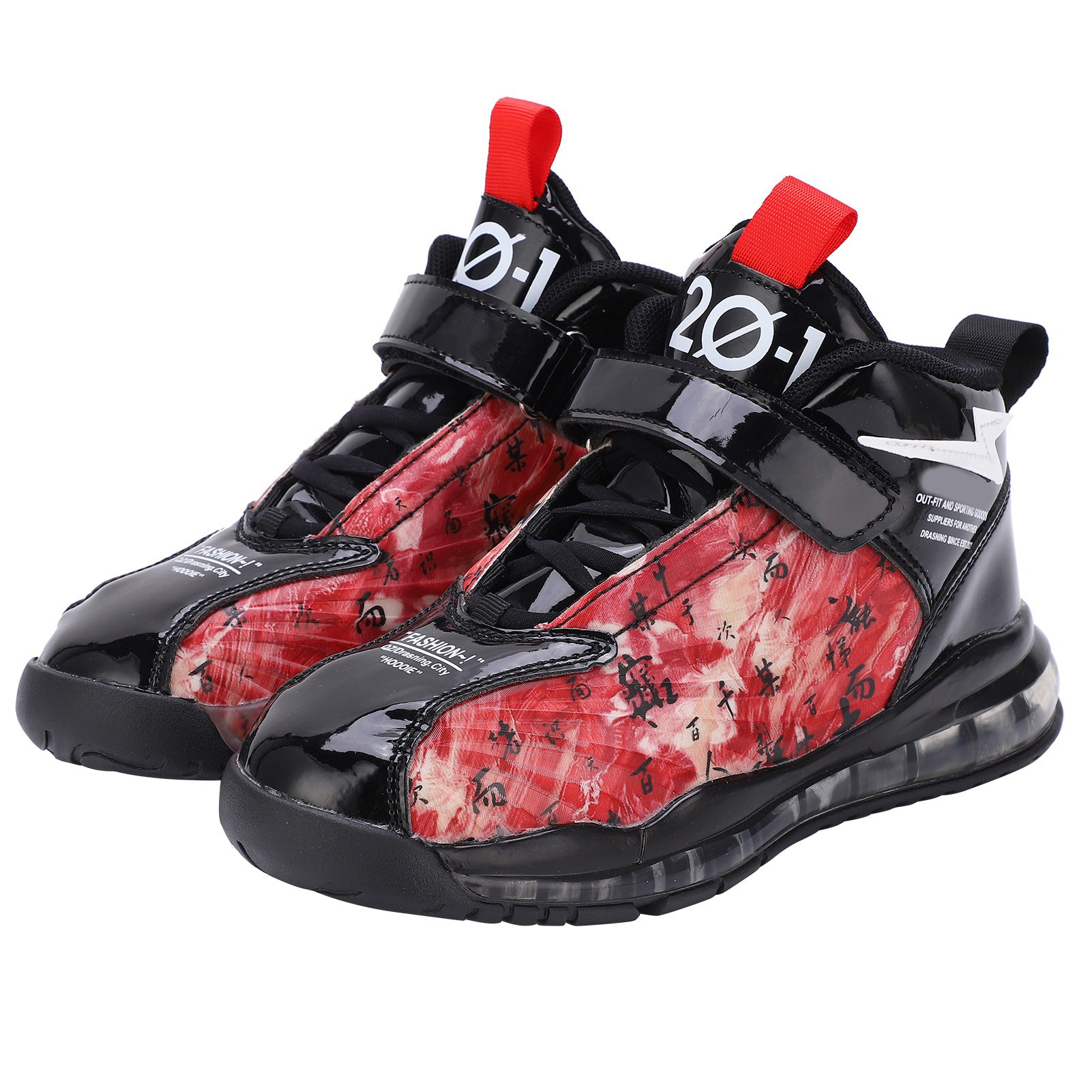 Children Boys Fashionable Sneakers Kid Breathable Non Slip Printing Sports Running Shoes(Black Red 31)