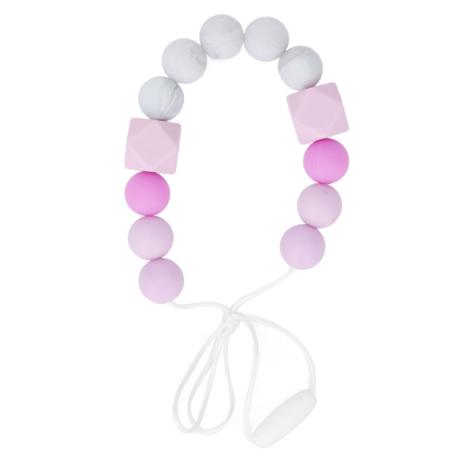 Infant Teething Necklace Toddlers Exquisite Soft Silicone Beaded Chewable Teething Necklace for Gum Massage Purple