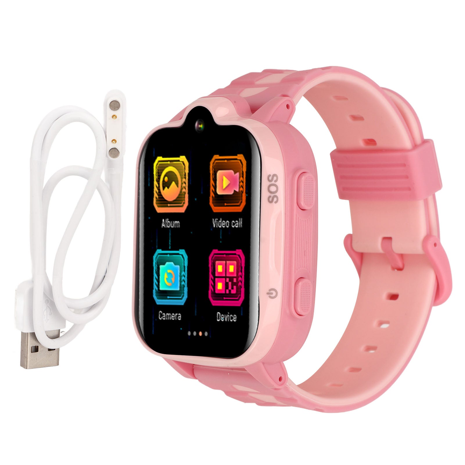 4G Kids Smart Watch GPS Position Video Call IP67 Waterproof Touch Screen Smartwatch English Pink