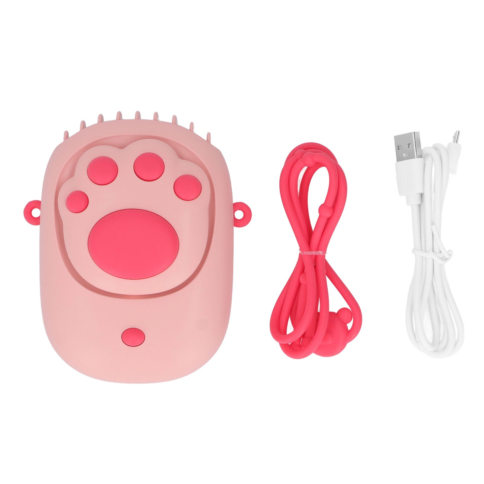 Rechargeable Necklace Fan for Kids Cat Paw Shape Bladeless Quiet Running Portable Hanging Neck Fan with Stand Pink