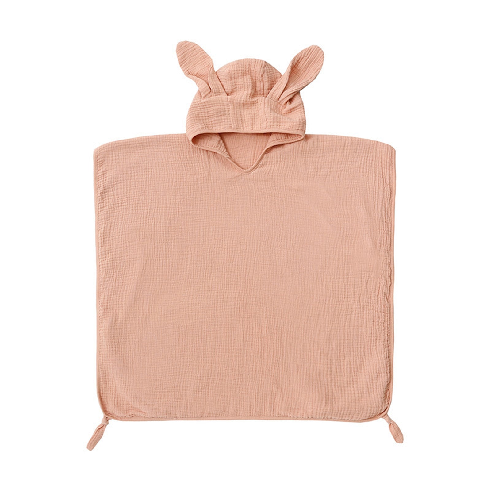 Baby Hooded Towel Pure Cotton 4 Layers Water Absorbent Wearable Bath Towel for Children Dusty Pink Rabbit Ear