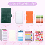 A6 Pattern PU Leather Budget Organiser with Magnetic Buckle Budget Planner Financial Planner Budget Binder Money Saving Folder