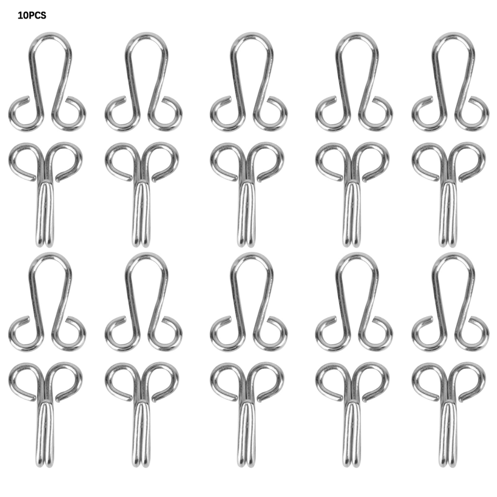 10 Pcs Fur Coat Hook Fasteners Sew for Over Coat Underwear(Bright White)