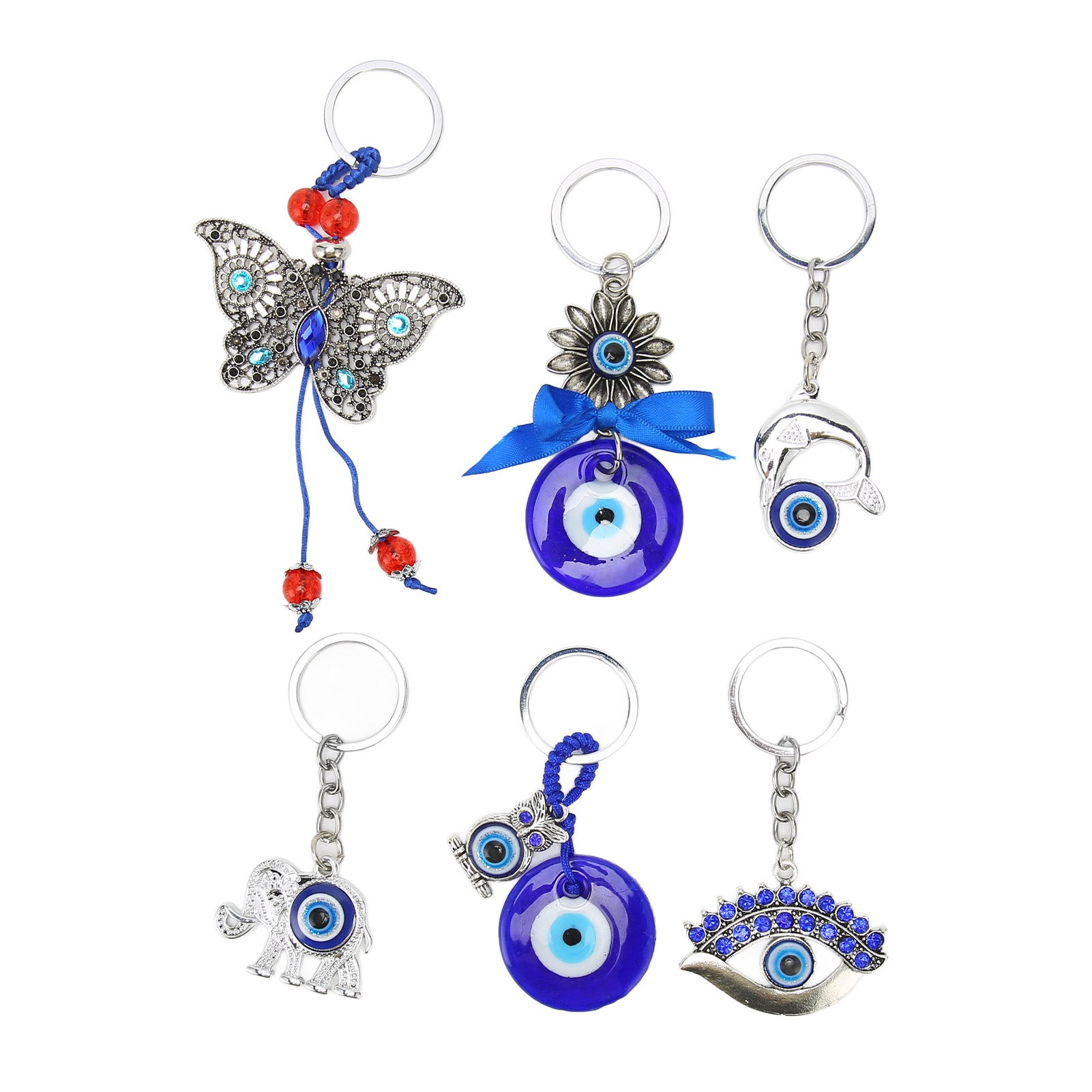 6pcs Eye Keychain Handcrafted Exquisite Portable Good Luck Keychain for Handbag Car Entrance