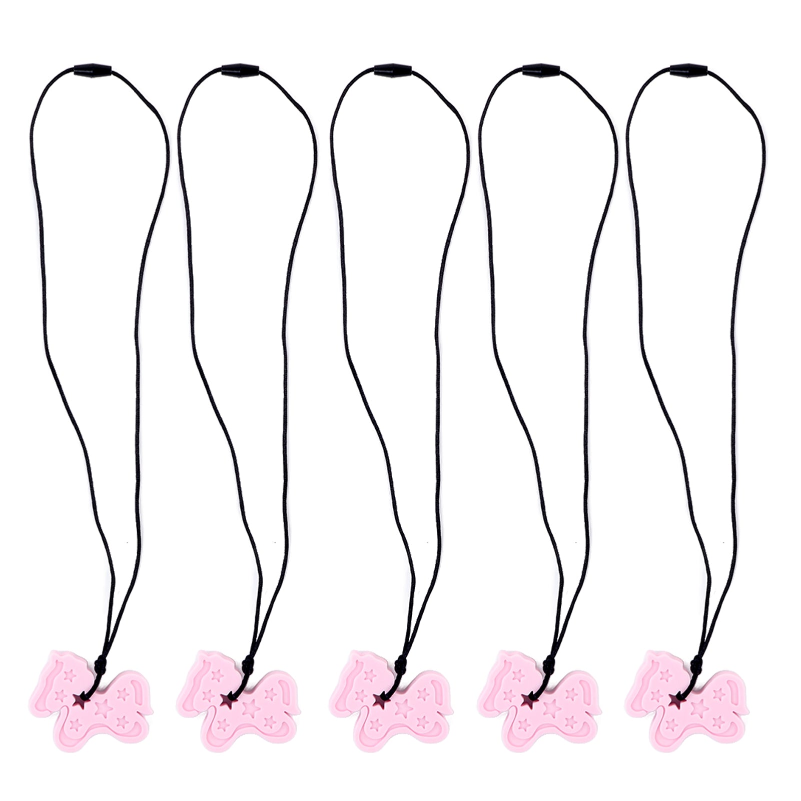 5pcs Baby Teething Toys Gum Massage Relieve Swelling Pendant Shaped Silicone Teether Light Pink