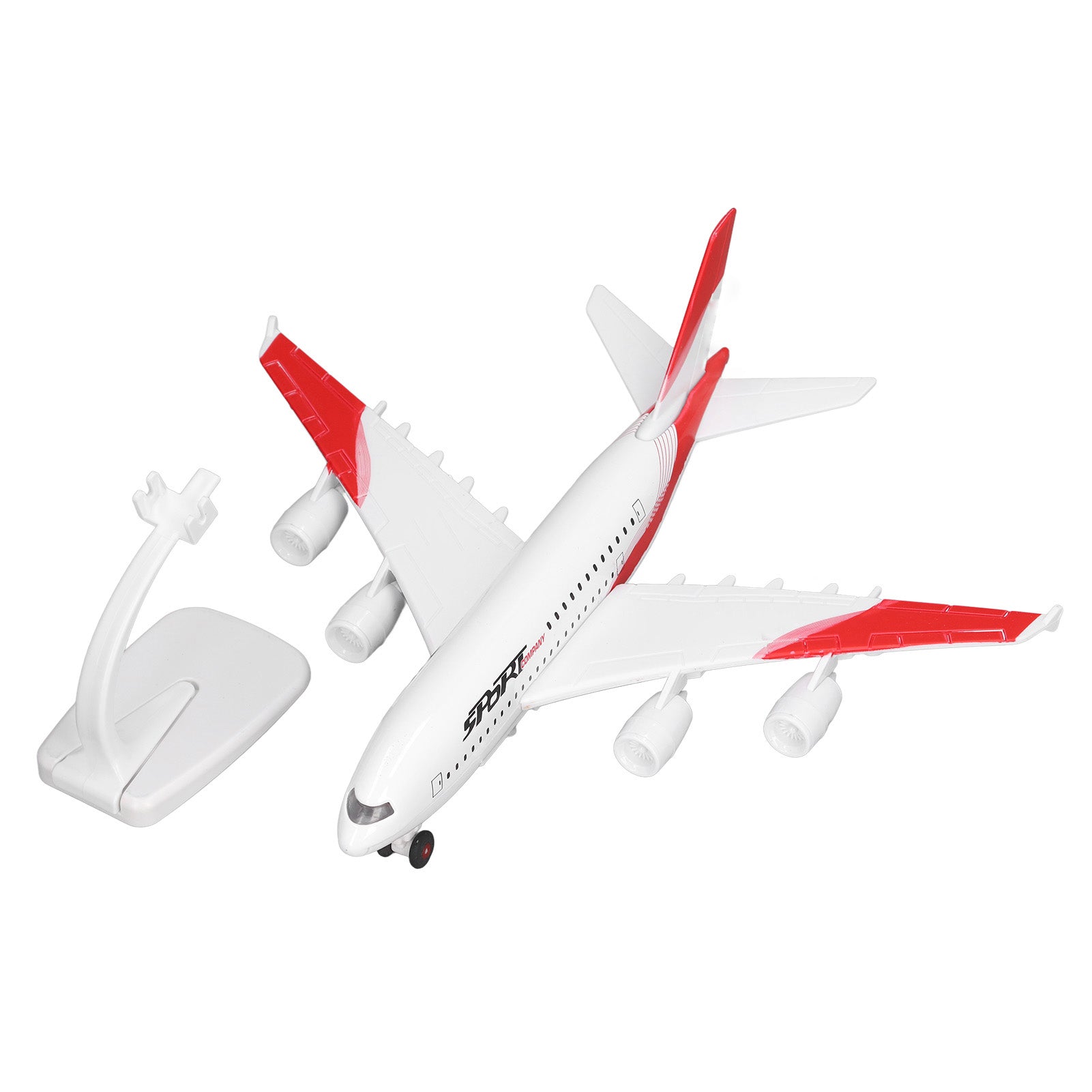 Alloy Airplane Model Aircraft Model 5 Lights Passenger Jet Toy with Display Stand Red