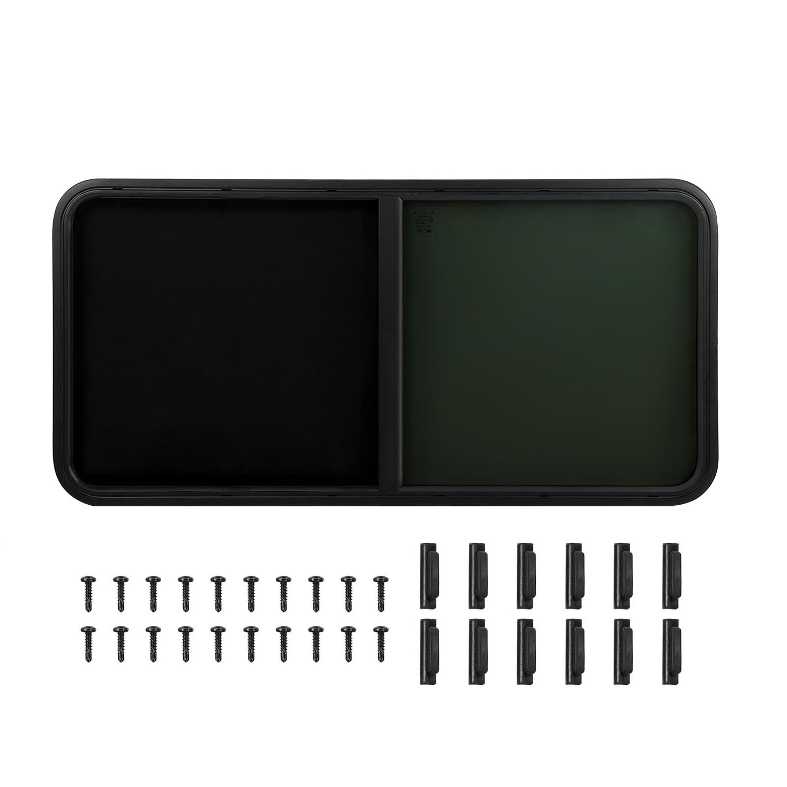 RV Sliding Window W1257 H597mm Waterproof Insectproof Tempered Glass UV Protection for Campers Construction Vehicles