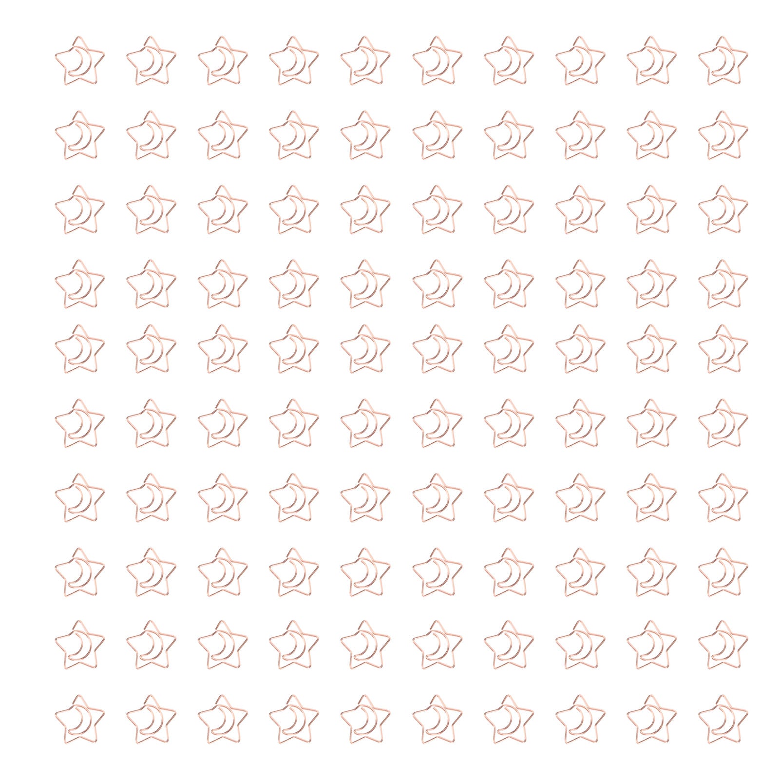 100pcs Star Moon Paper Clips Prevent Rust Skid Resistance Cute Paperclips for Office Daily Use School Rose Gold