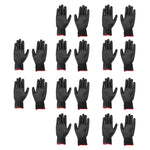 10 Pairs Safety Work Gloves PU Coated Static Proof Nylon General Black with Red Edge 9(L)