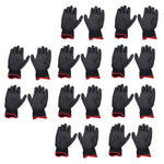 10 Pairs Safety Work Gloves PU Coated Static Proof Nylon General Black with Red Edge 9(L)