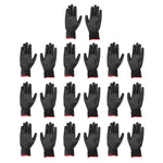 10 Pairs Safety Work Gloves PU Coated Static Proof Nylon General Black with Red Edge 9(L)