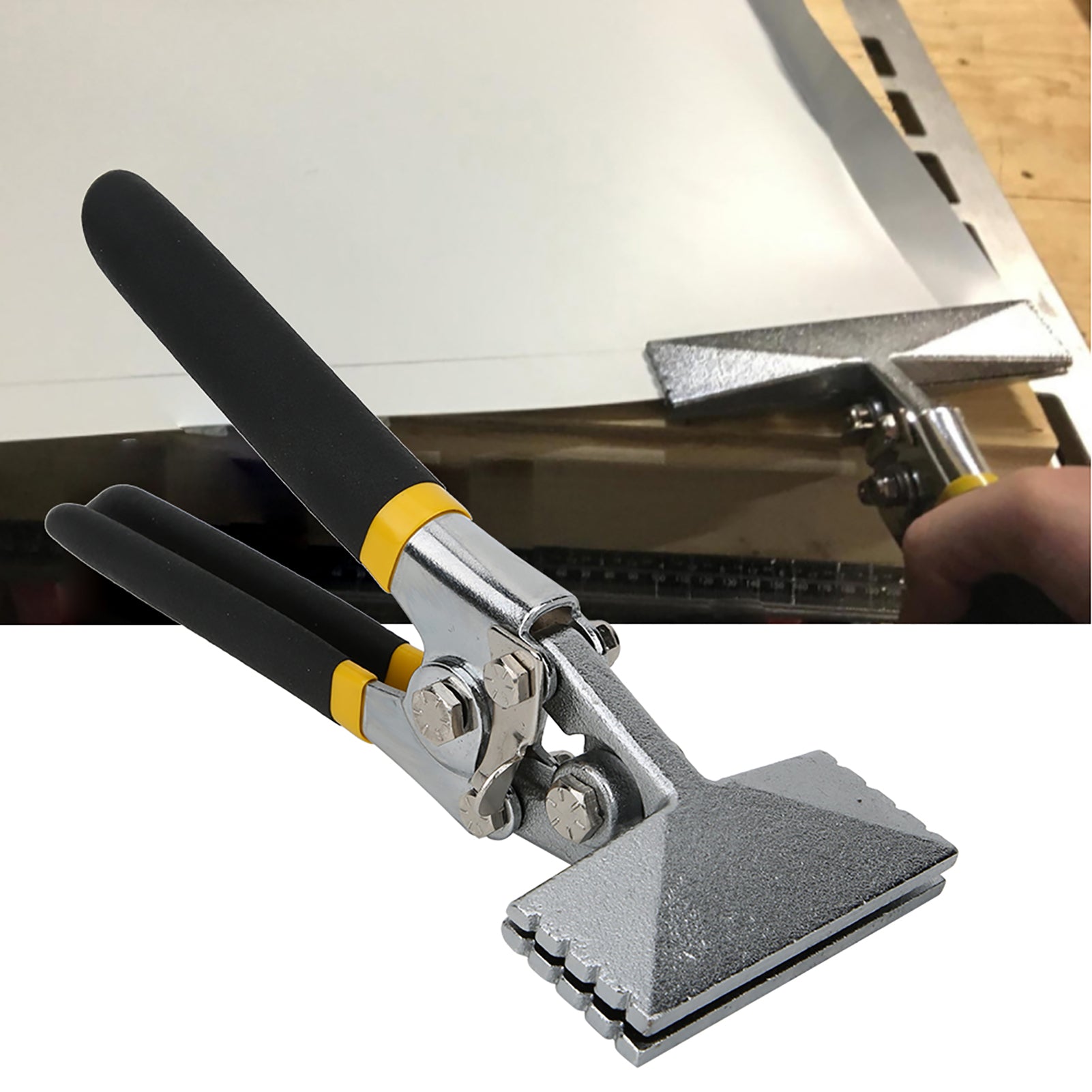 Metal Sheet Bending Pliers Manual Sheet Metal Clamp Seamer Non-Slip Handle Seaming Pliers(Straight )