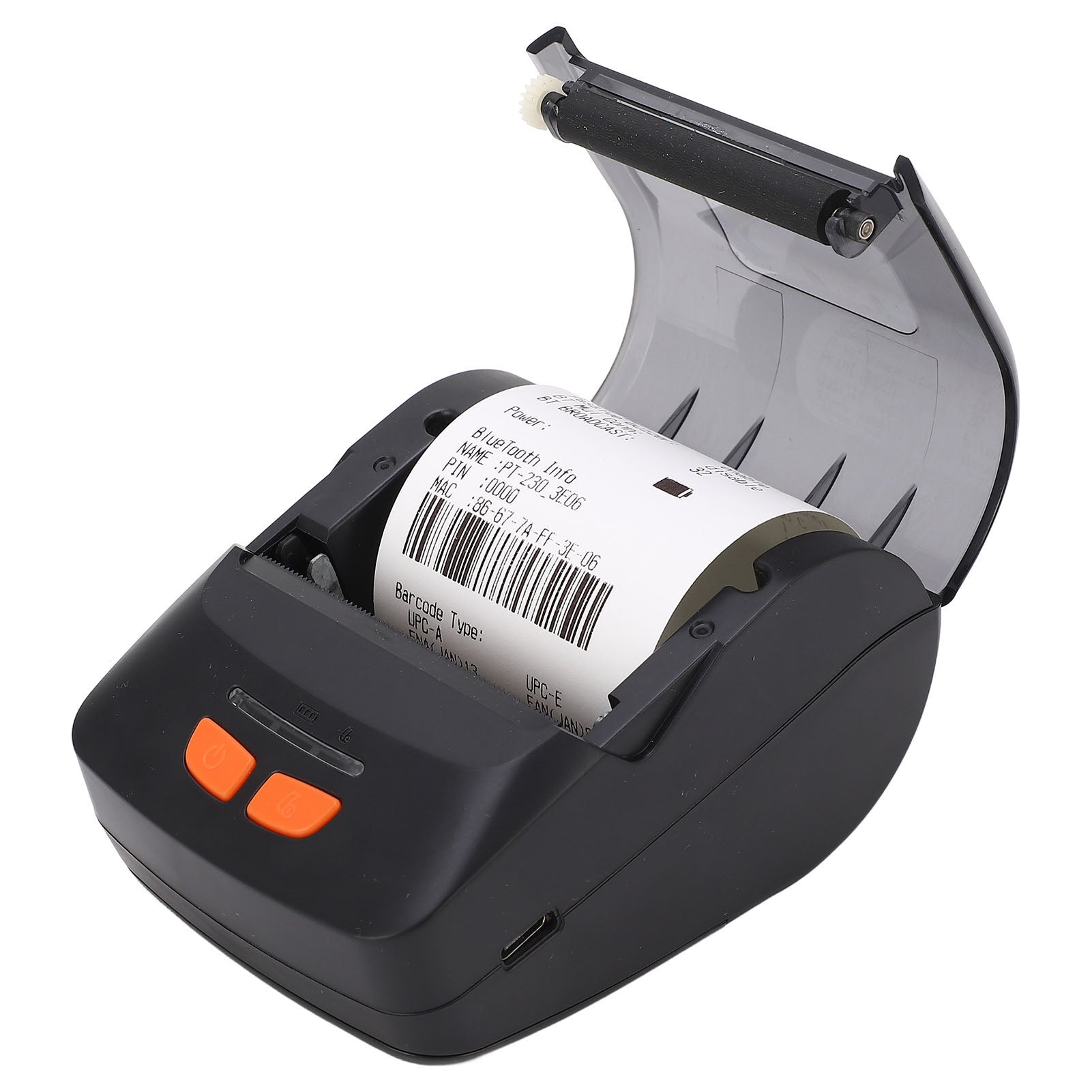 Bluetooth Thermal Printer with Label Paper Portable POS Barcode Printer Black White Printing Output