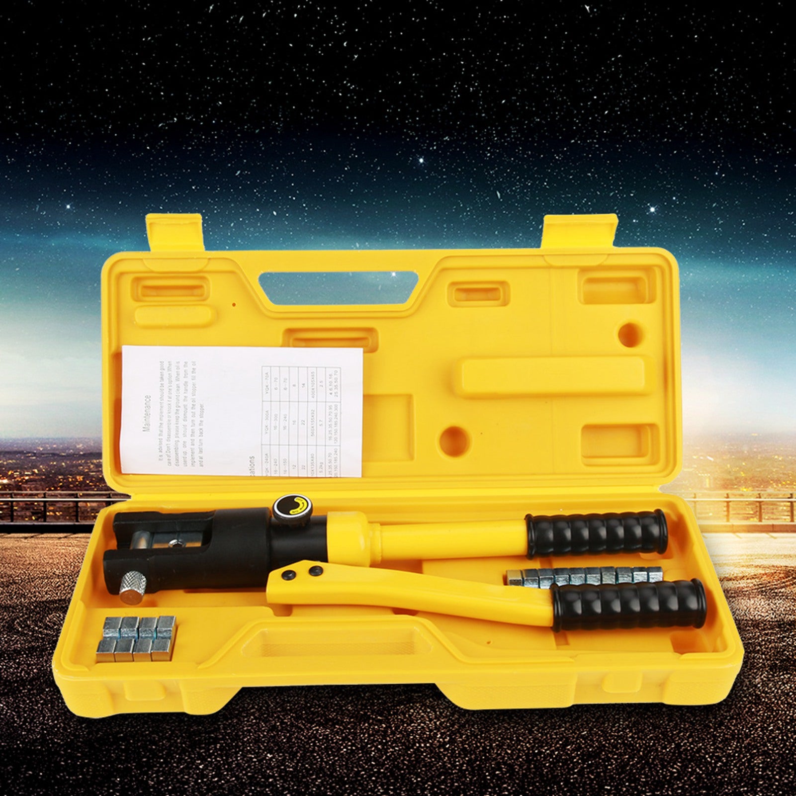 1 Set 10T Hydraulic Wire Cable Battery Lug Crimper Terminal Crimping Tool with 10~120mm Dies