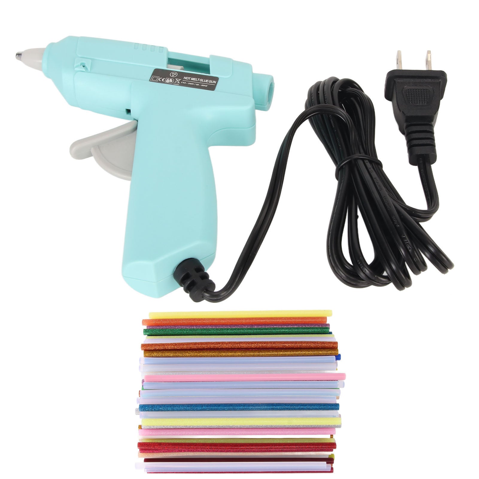 Hot Glue Machine Fast Preheating 20W Mini Hot Melt Glue Tool with 100 Glue Sticks for Home School Office 110‑240V Blue US Plug