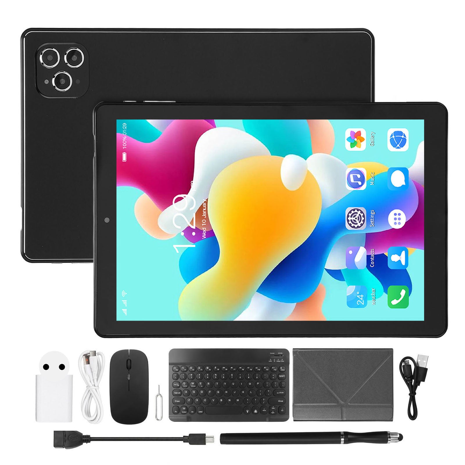 10.1 Inch 2 in 1 Tablet for Android 11 5G WiFi 8 Core CPU Tablet PC with RGB Bluetooth Keyboard Mouse