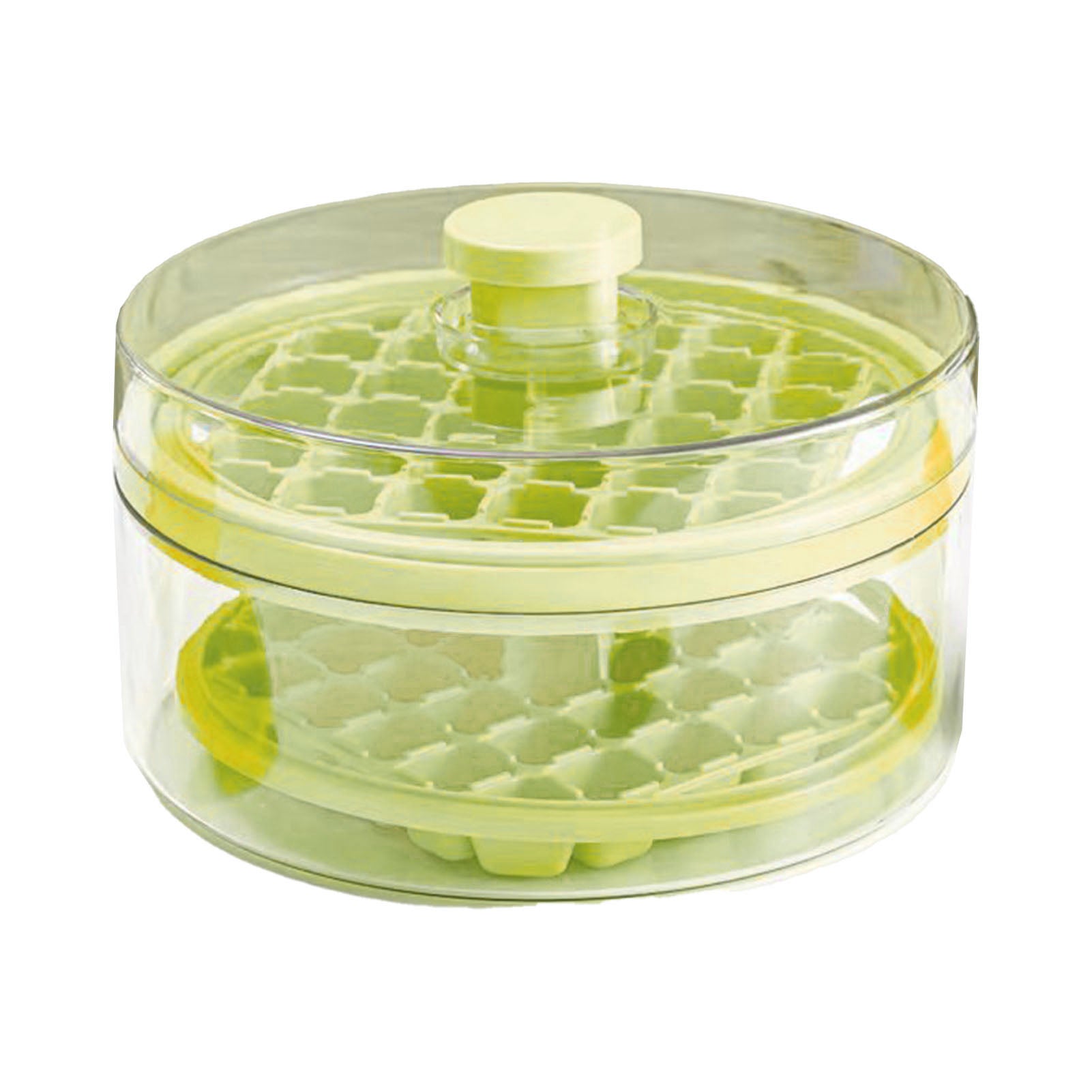 Double Layer Round Ice Box Large Capacity Odourless Ice Cube Trays for Chilling Drinks Coffee Juice Cocktail Green