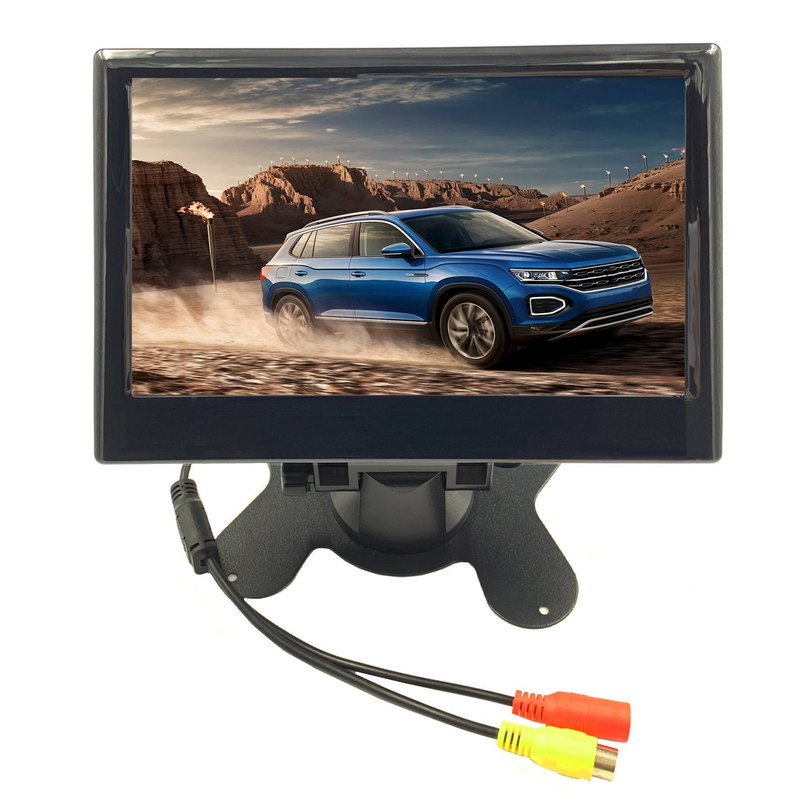 7in Car Reversing Monitor 12 to 24V 170 Degree Wide Angle Color LCD HD Two Way Video Input for Truck Trailer Van Vehicles 12LED Light Camera