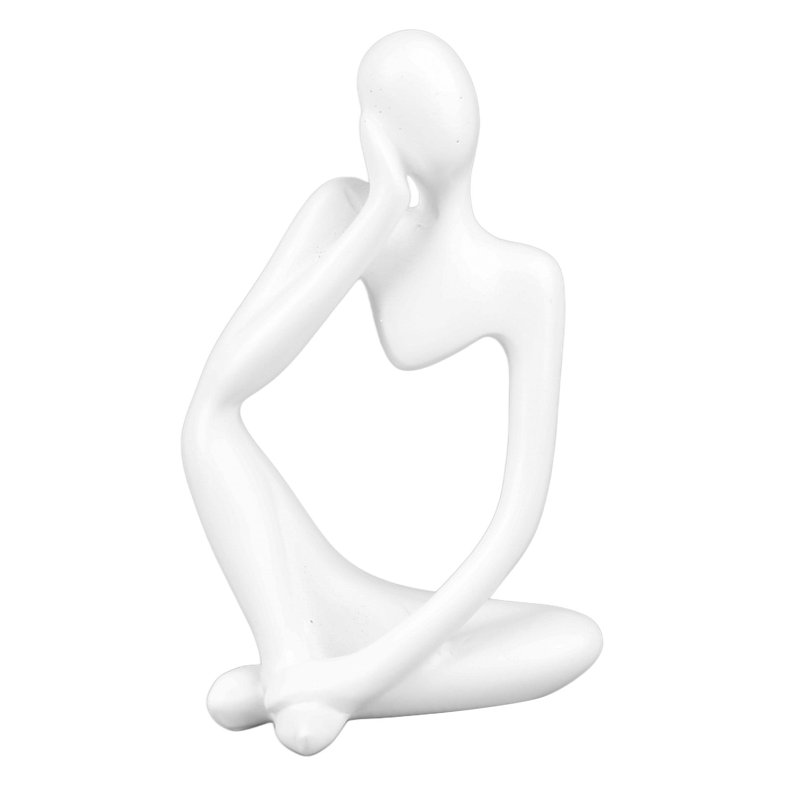 Resin Thinker Statue Abstract Thinker Figure Thinker Style Decoration for Living Room Office Book Shelf White Right