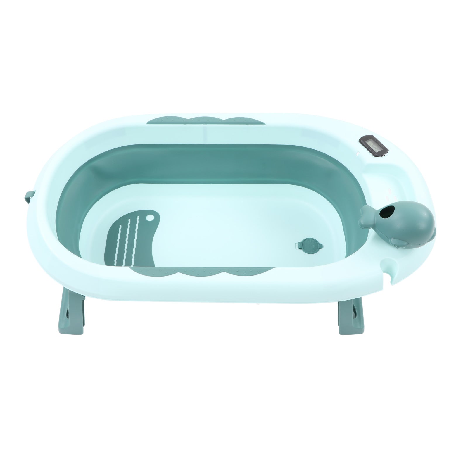 Baby Temperature Sensing Bathtub Foldable Thicked Sitting Lying Bath Bucket with Drain Hole L Light Green