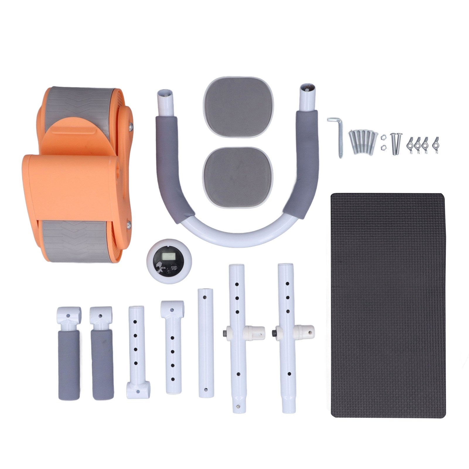 Automatic Rebound Abdominal Wheel Adjustable Elbow Pad U Shaped Straight Grip Ab Core Equipment Wheel for Home Orange