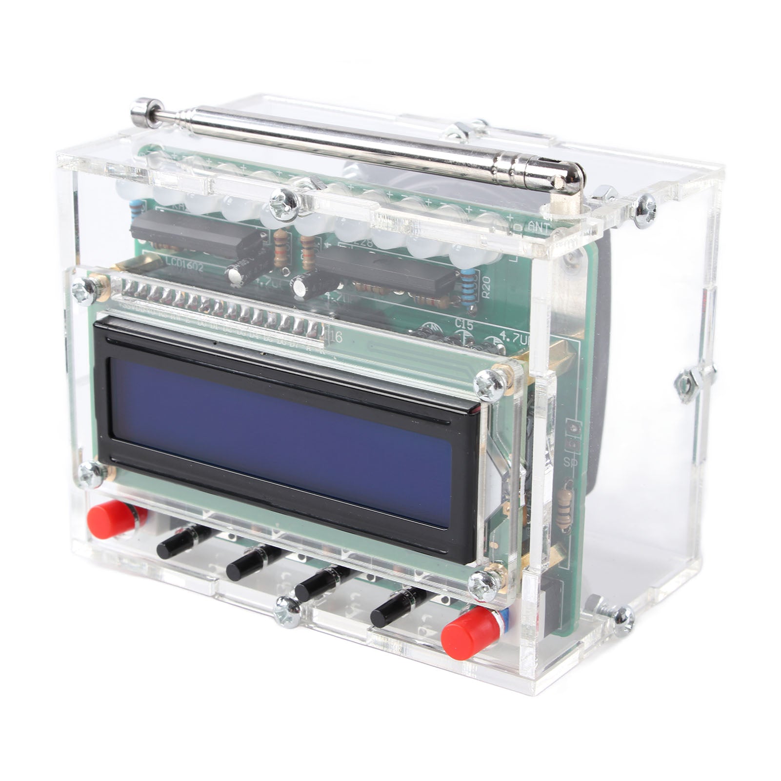 DIY FM Radio 87 To 108MHz LCD Display Digital Radio Receiver with LED Flashing Light for Education Project Pre Assembled