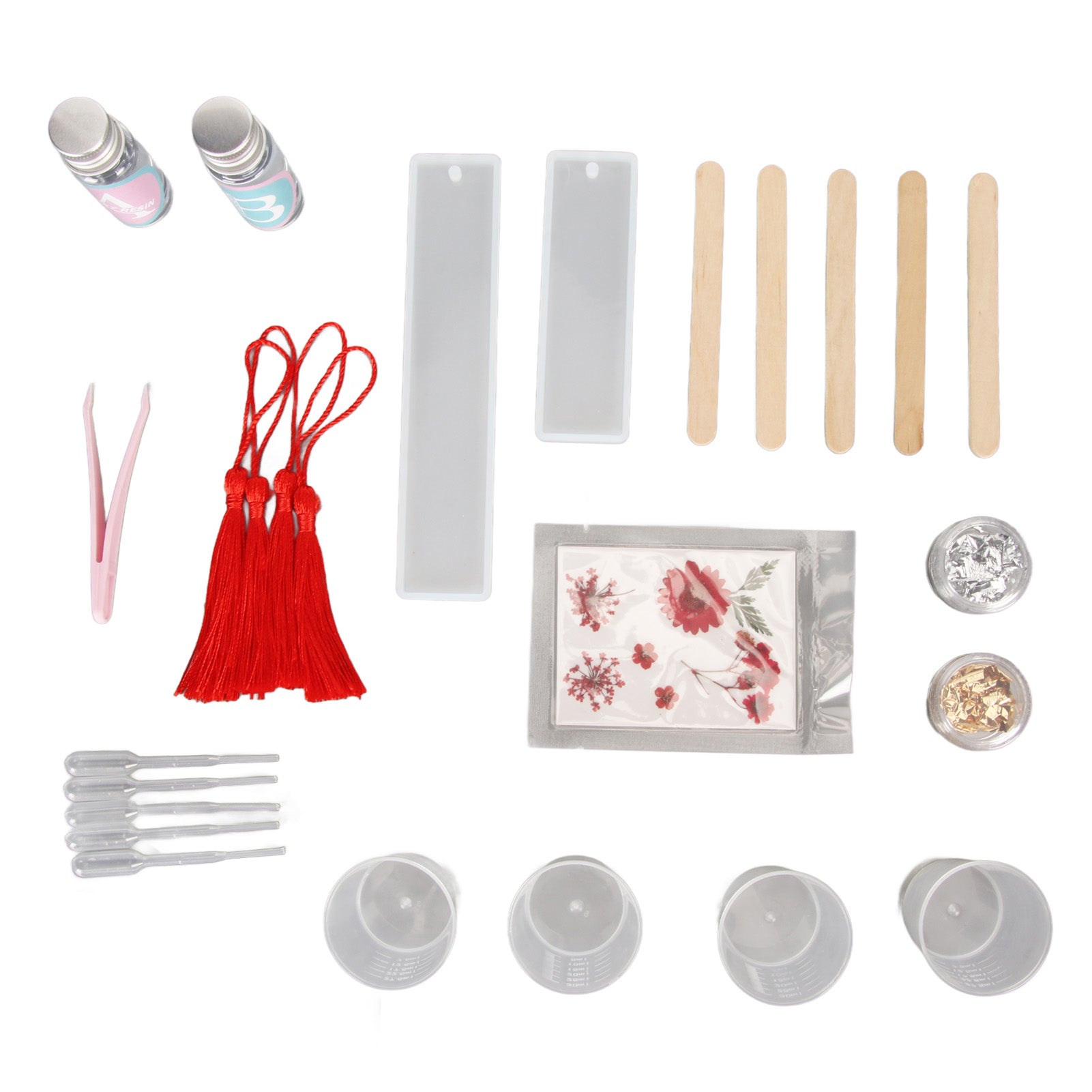 Bookmark Resin Mould Set DIY Highly Transparent Thickened Odorless Resin Silicone Mold Set for Bookmark Making Red