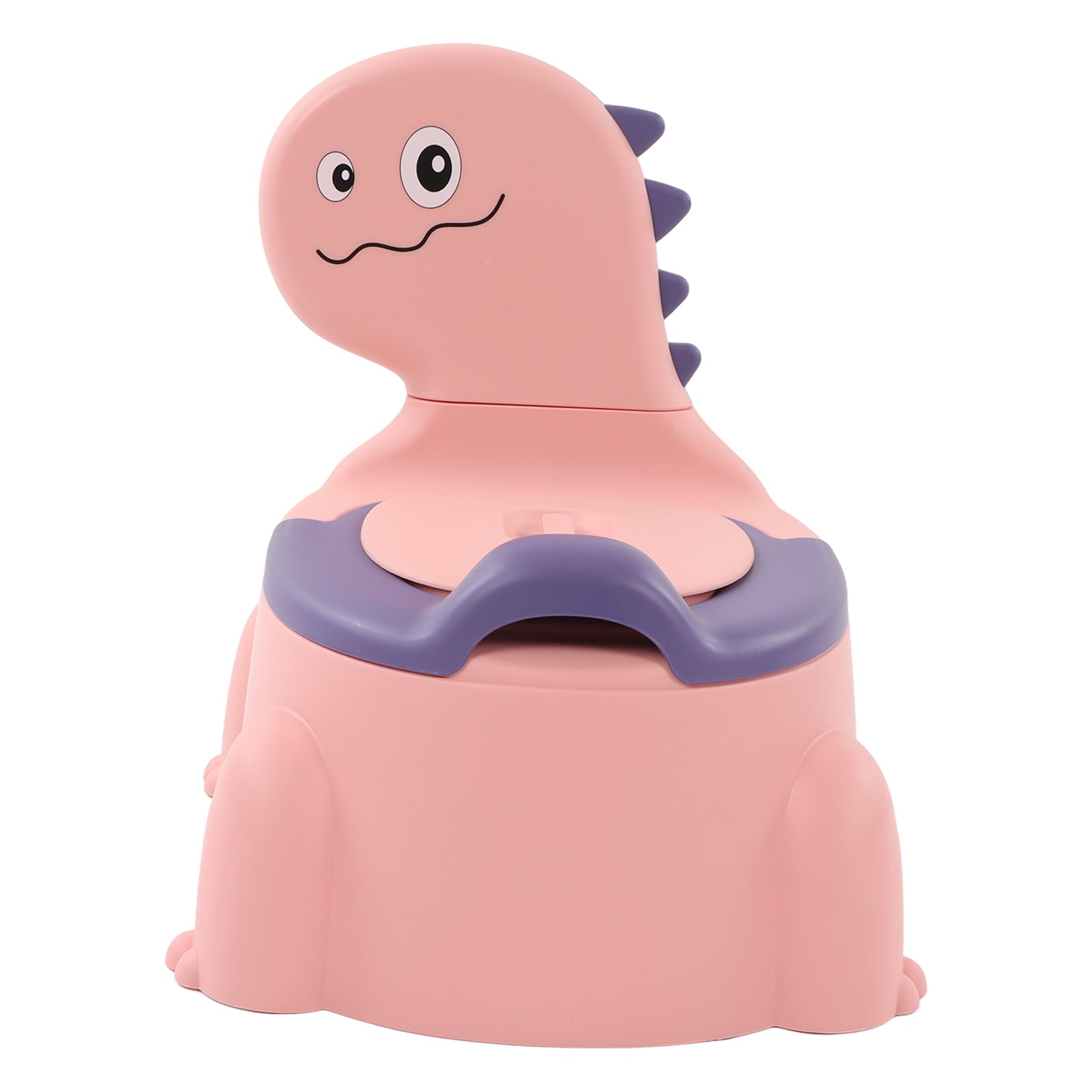 Baby Potty Thickening Ergonomic Modern Cartoon Dinosaur Training Potty Toilet with Rubber Base for Child Toddler Pink