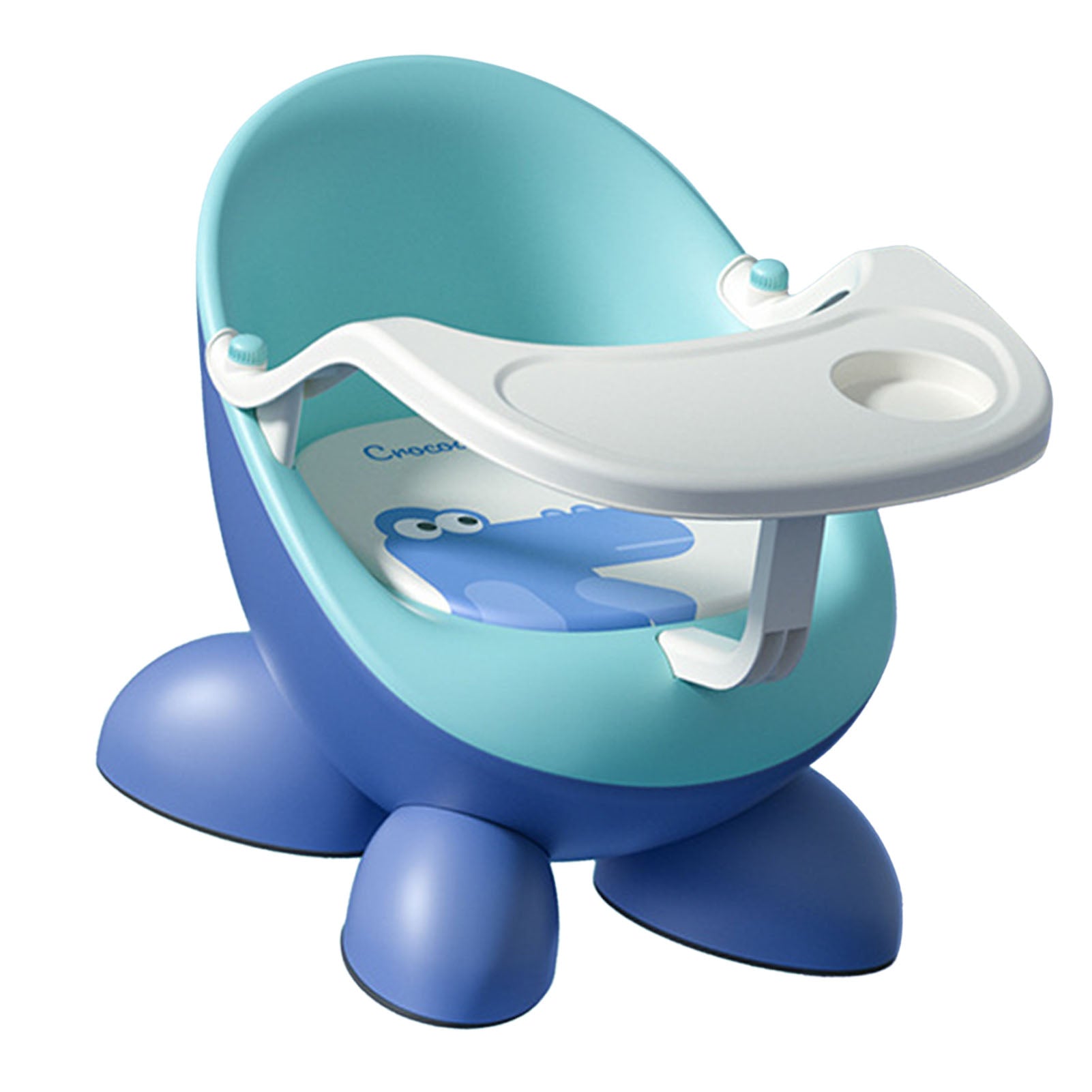 Baby Dining Chair PVC Multifunctional Portable Robust Stable Easy to Clean Food Chair with Tray for Toddler Blue